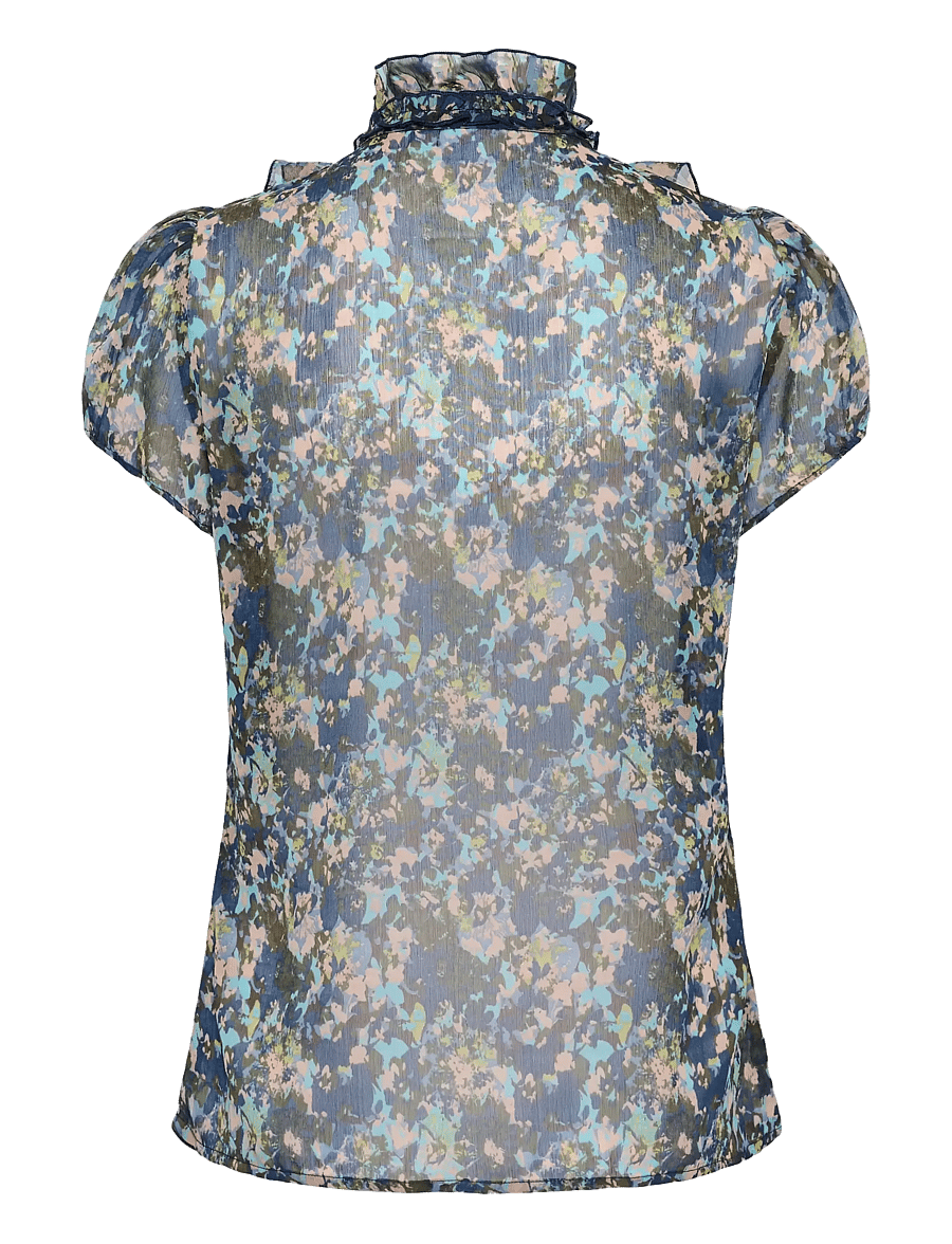Saint Tropez - LiljaSZ Crinkle SS Shirt - lühikeste varrukatega pluusid - big dipper camouflaged blooms - 2