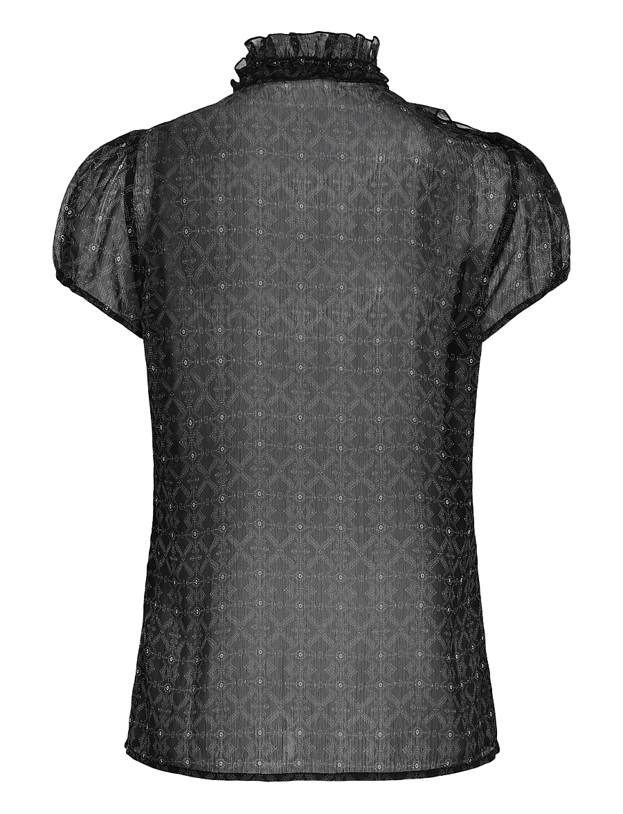 Saint Tropez - LiljaSZ Crinkle SS Shirt - kortærmede bluser - black diamond tiles - 2