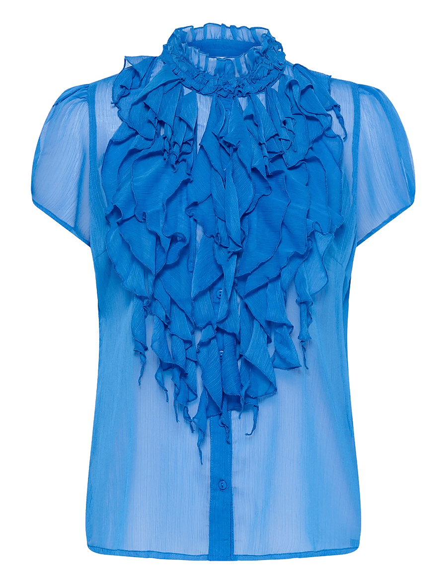 Saint Tropez - LiljaSZ Crinkle SS Shirt - short-sleeved blouses - campanula - 1