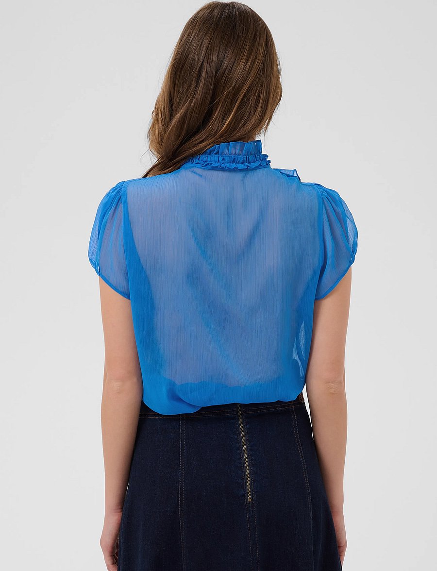 Saint Tropez - LiljaSZ Crinkle SS Shirt - short-sleeved blouses - campanula - 4