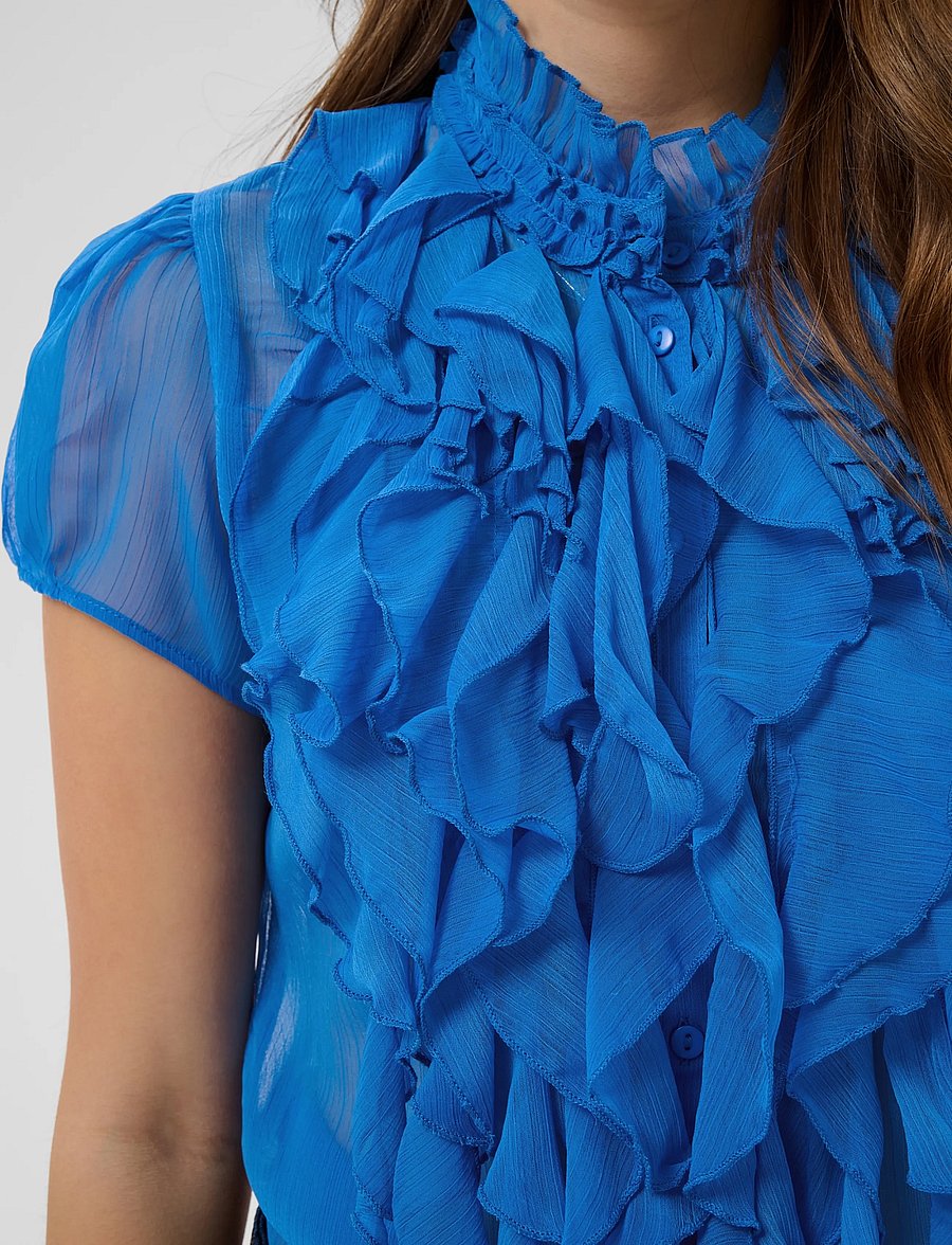Saint Tropez - LiljaSZ Crinkle SS Shirt - short-sleeved blouses - campanula - 5