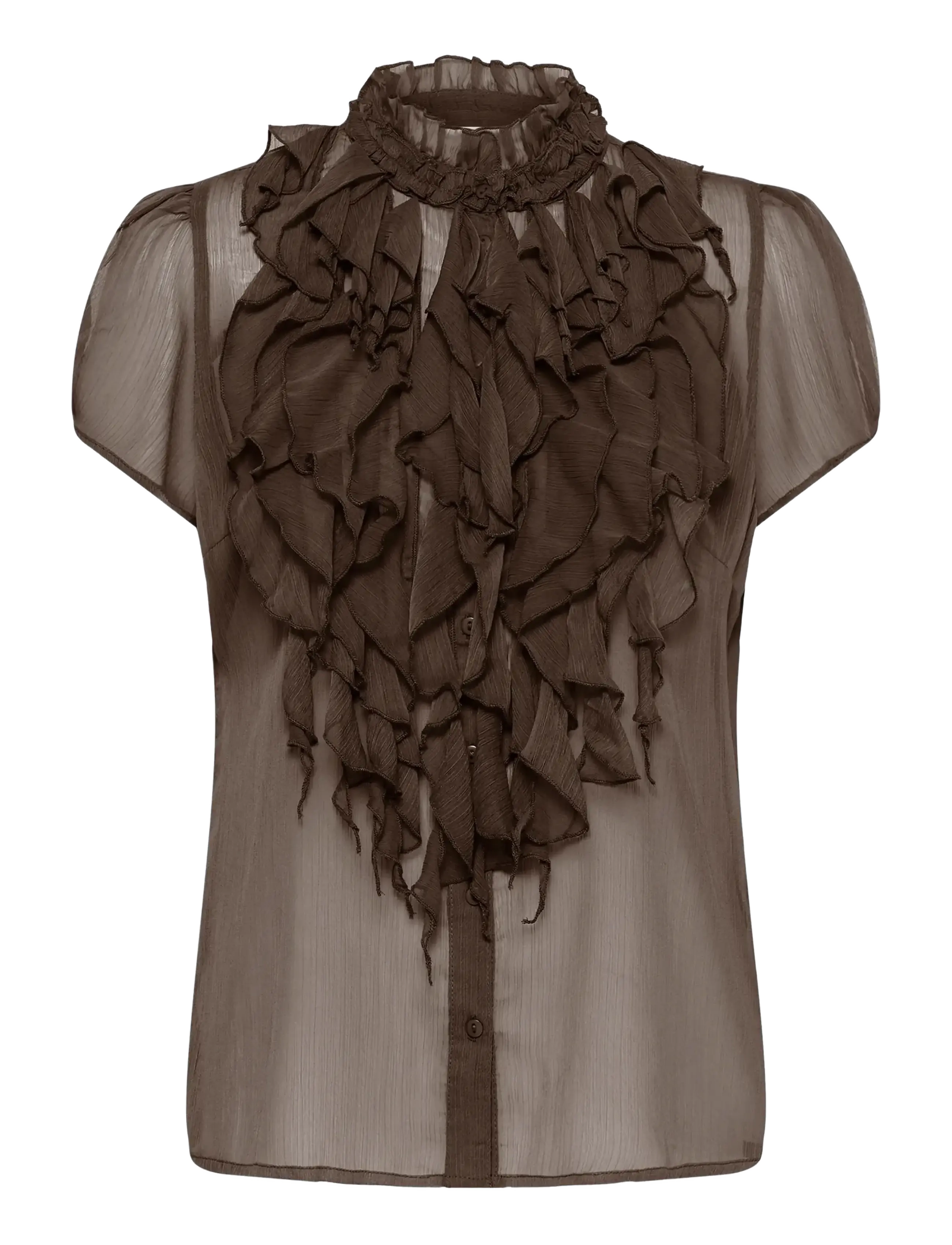 Saint Tropez LiljaSZ Crinkle SS Shirt - Kollektioner - CHOCOLATE BROWN / brown
