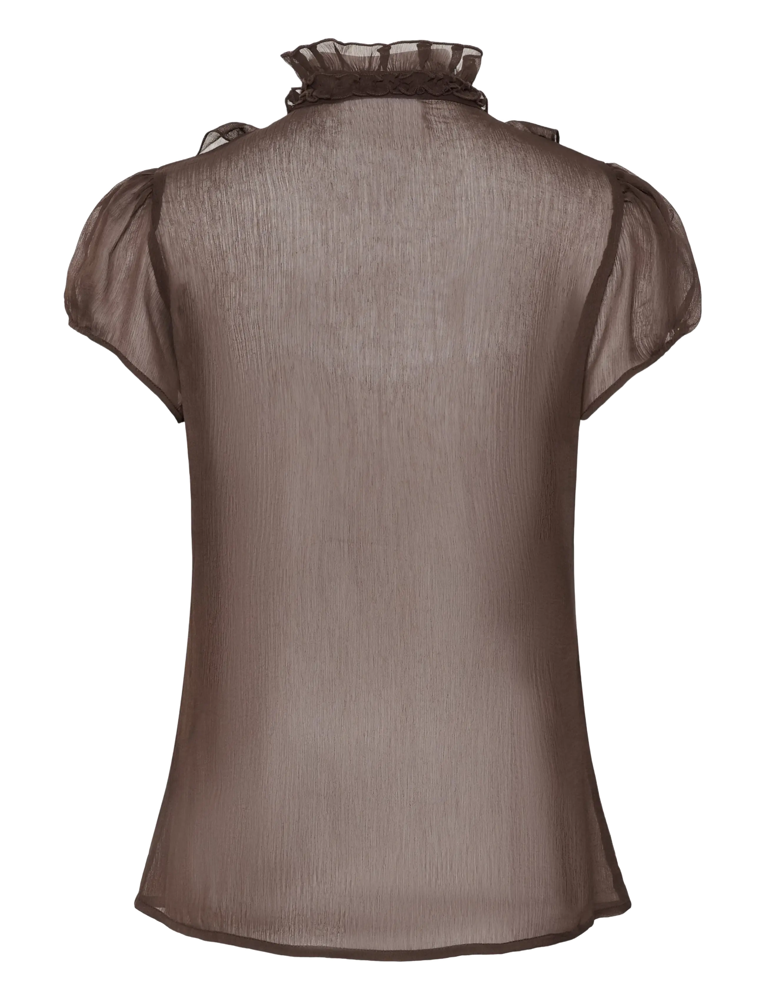 Saint Tropez - LiljaSZ Crinkle SS Shirt - lühikeste varrukatega pluusid - chocolate brown - 2