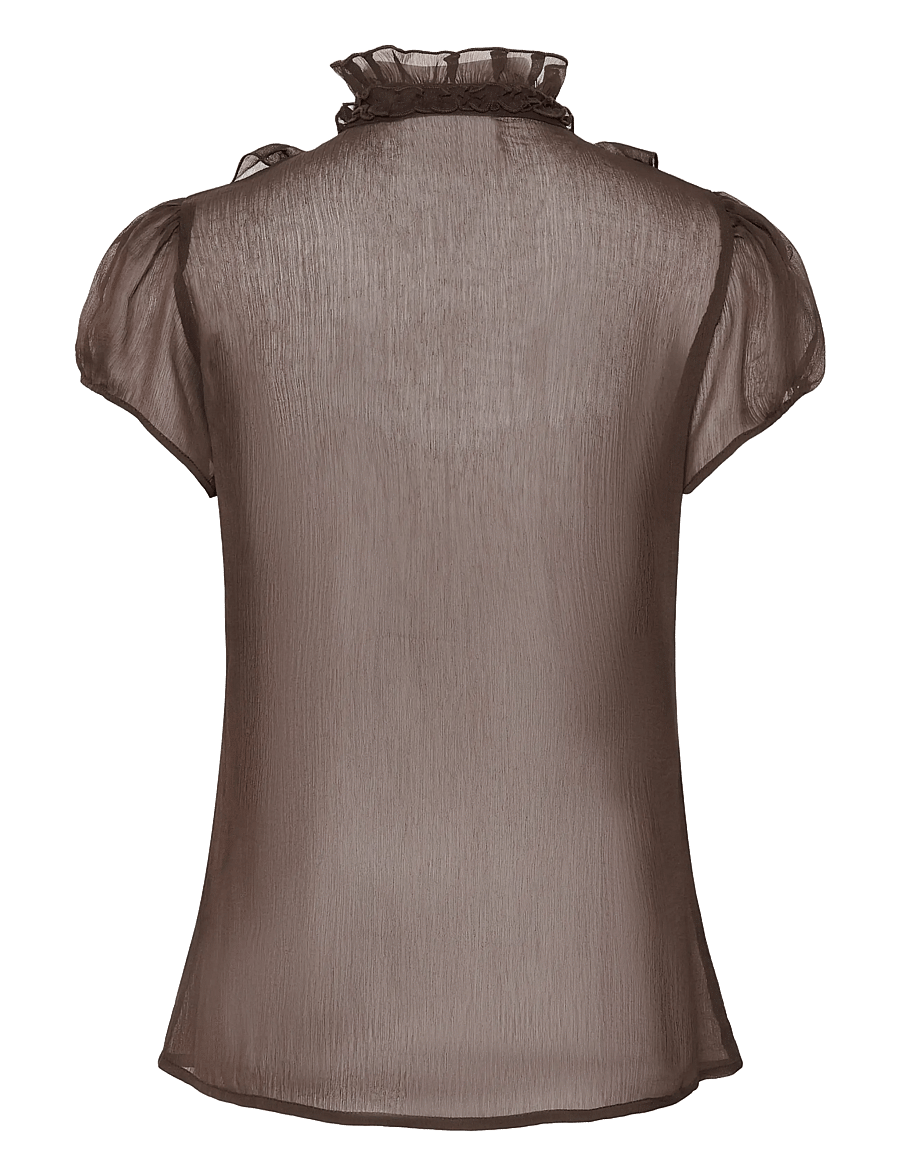 Saint Tropez - LiljaSZ Crinkle SS Shirt - lühikeste varrukatega pluusid - chocolate brown - 2