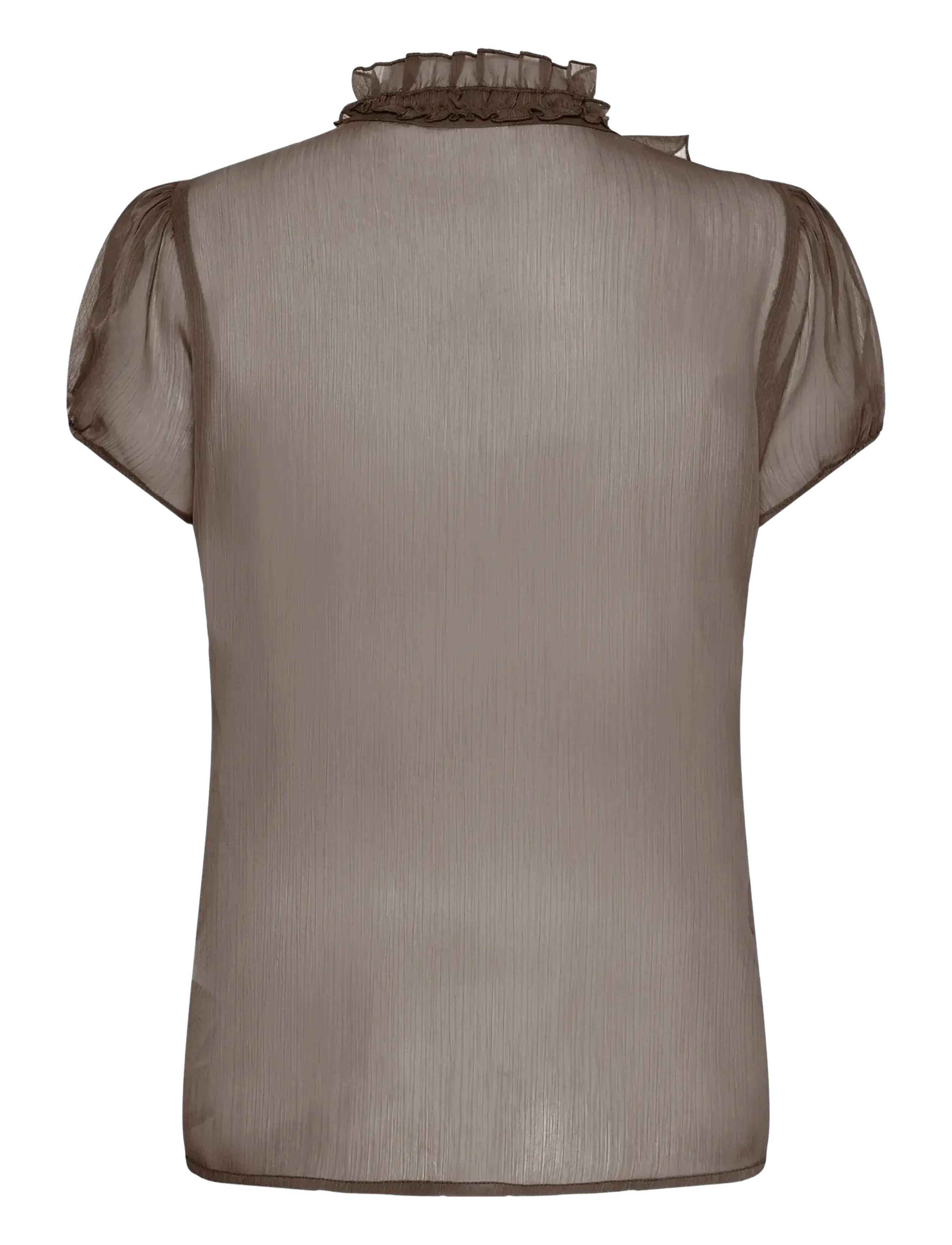 Saint Tropez - LiljaSZ Crinkle SS Shirt - kortärmade blusar - chocolate brown - 2