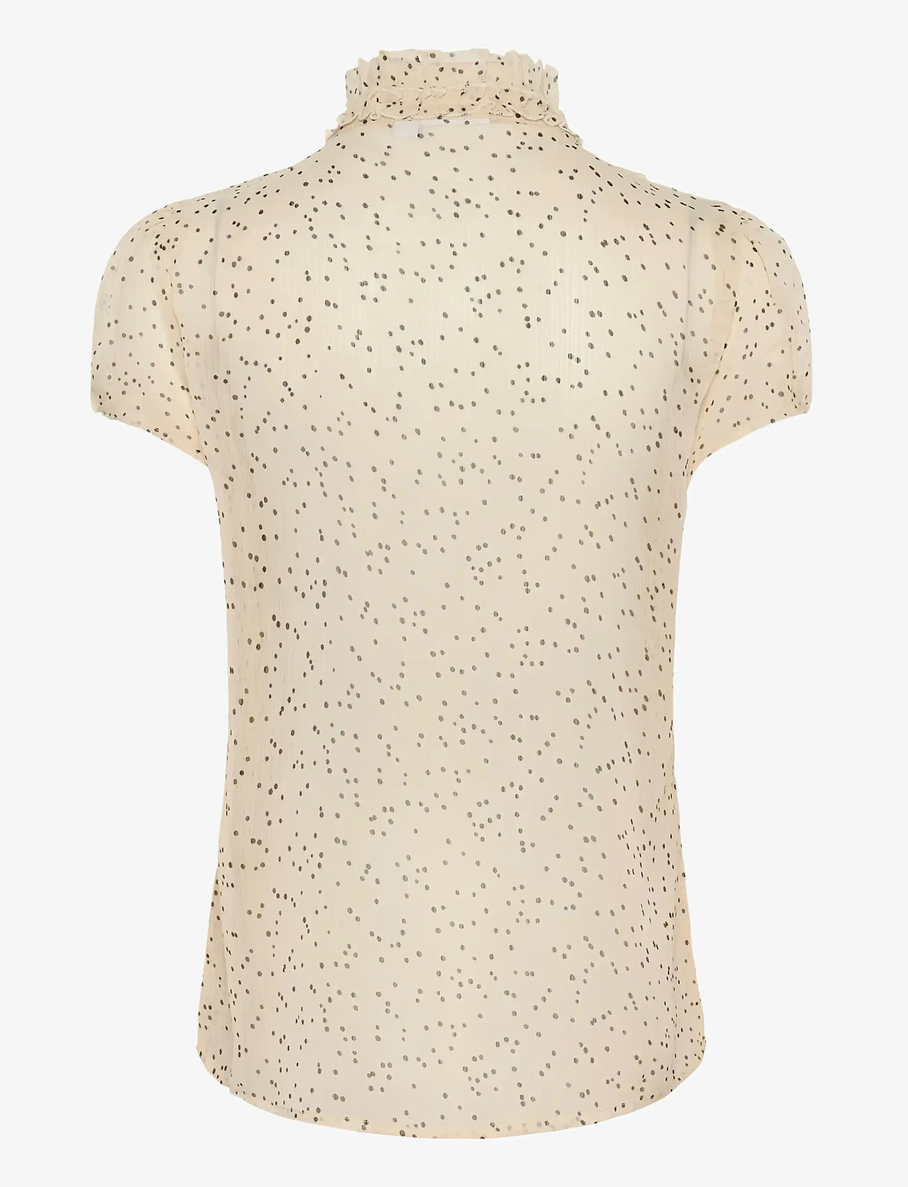 Saint Tropez - LiljaSZ Crinkle SS Shirt - short-sleeved blouses - creme black mini dots - 2