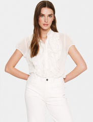 Saint Tropez - LiljaSZ Crinkle SS Shirt - short-sleeved blouses - ice - 2