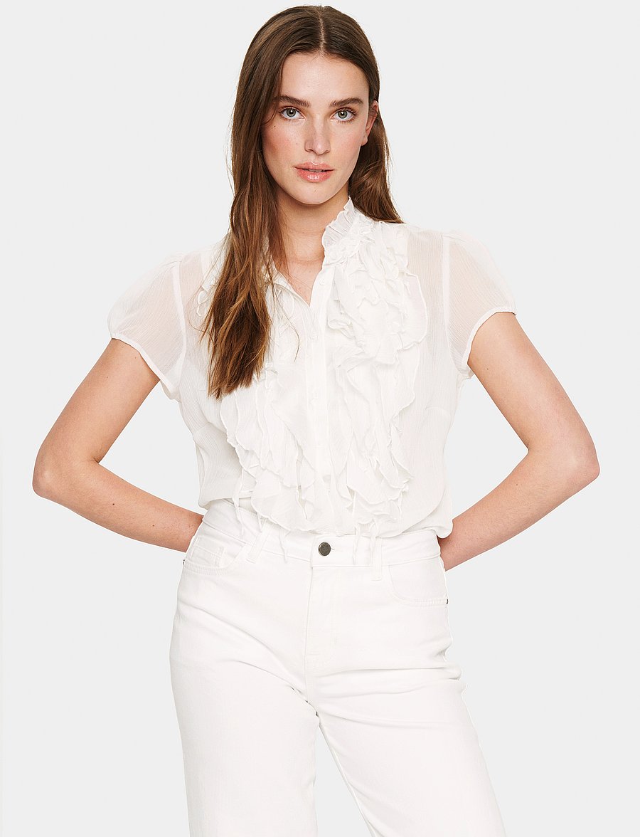 Saint Tropez - LiljaSZ Crinkle SS Shirt - lyhythihaiset puserot - ice - 0