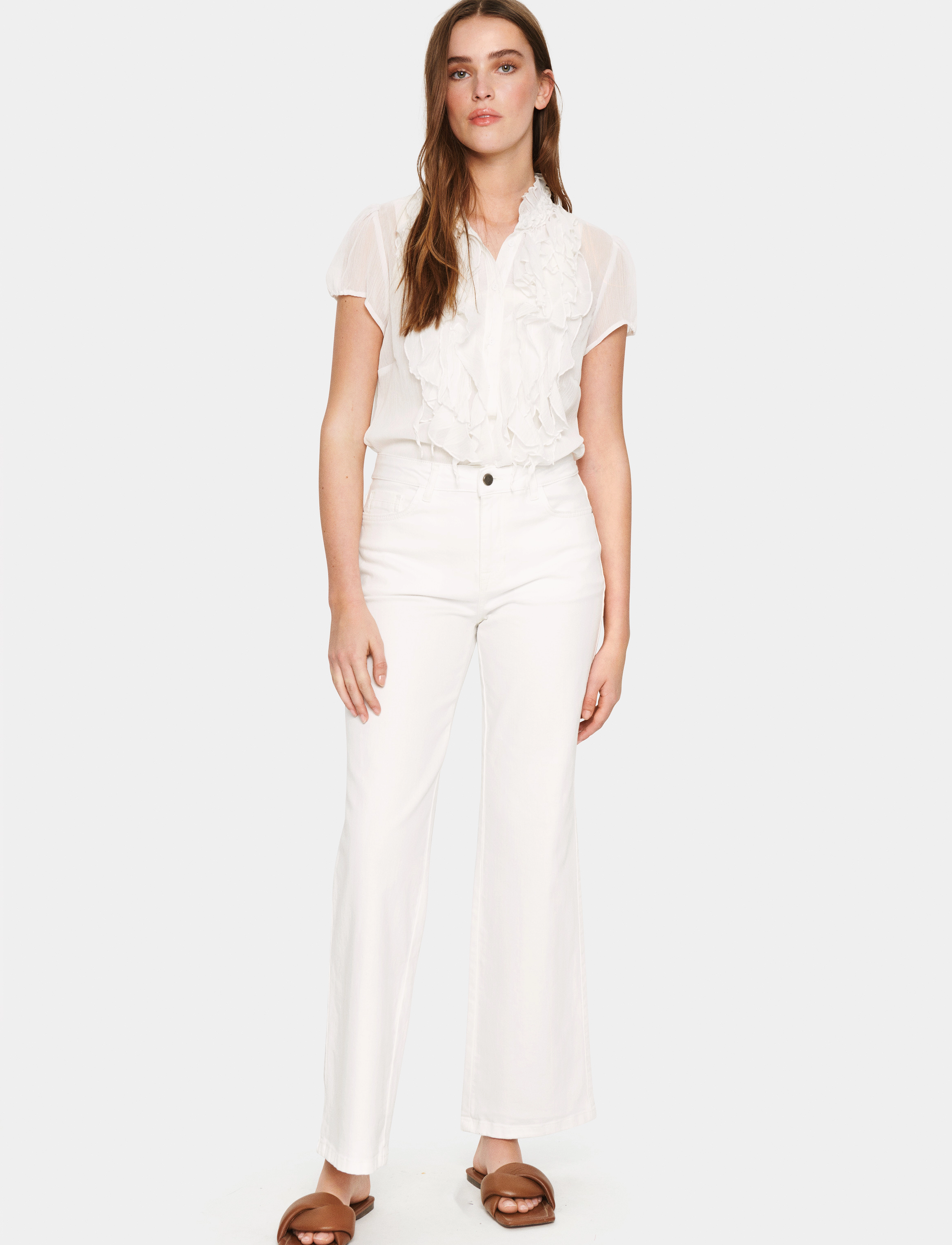 Saint Tropez - LiljaSZ Crinkle SS Shirt - lühikeste varrukatega pluusid - ice - 3