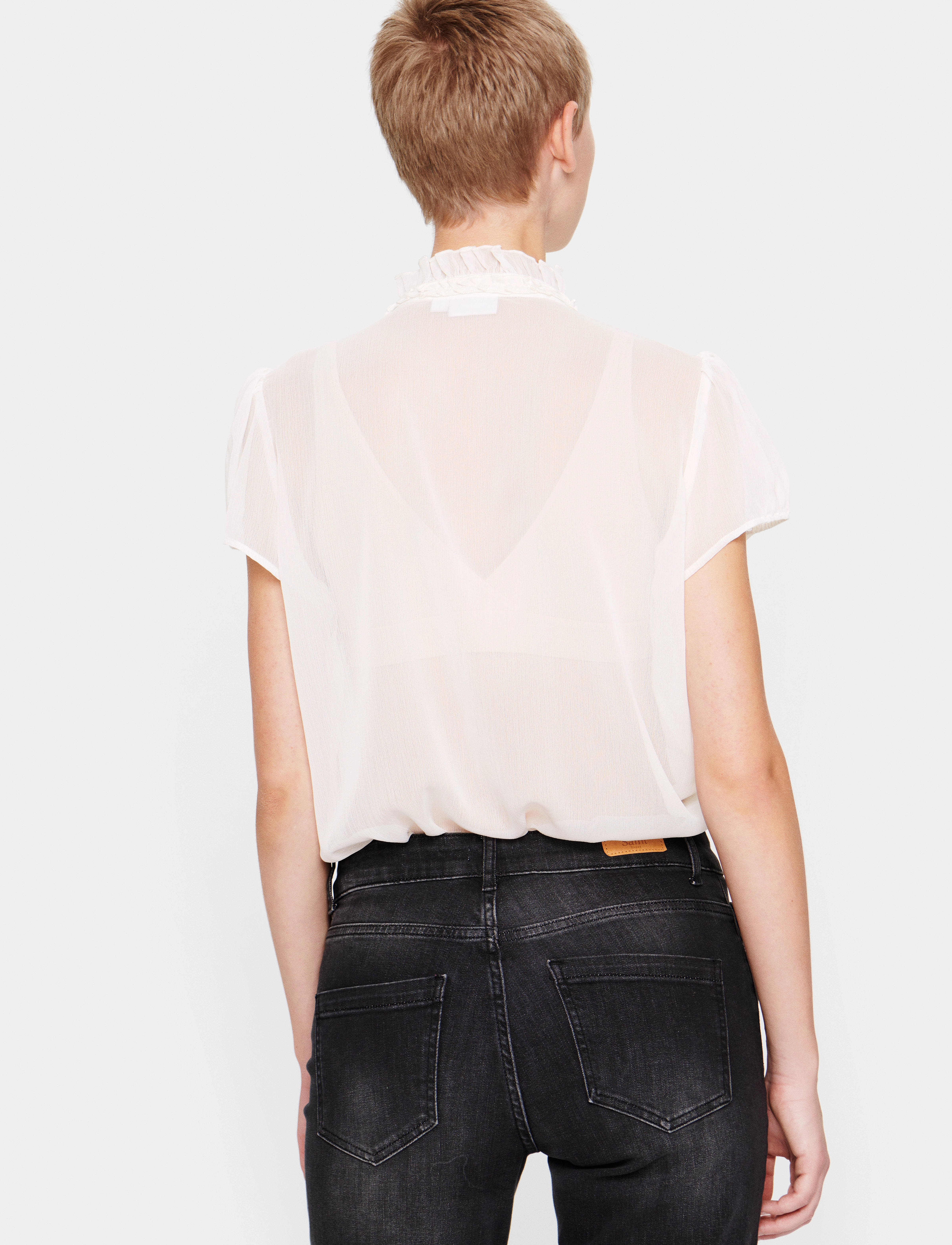 Saint Tropez - LiljaSZ Crinkle SS Shirt - kurzärmelige blusen - ice - 4