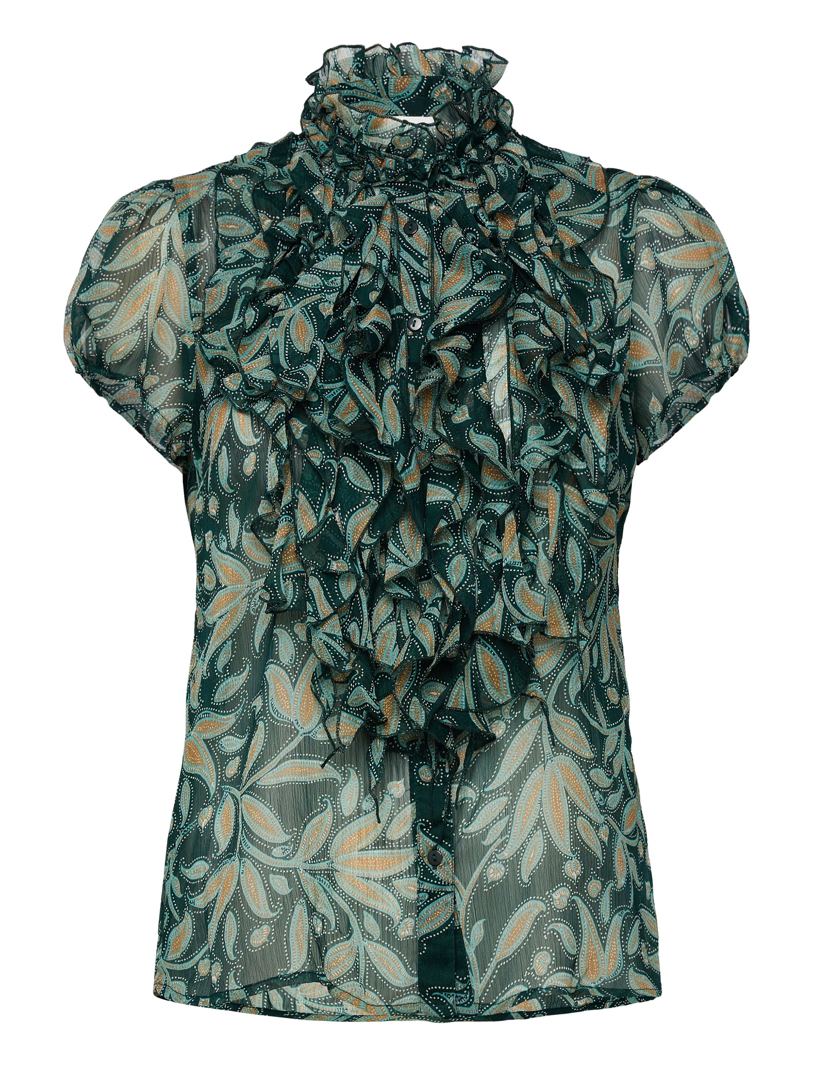 Saint Tropez LiljaSZ Crinkle SS Shirt - Saint Tropez - PINE AUTUMN FLORAL / green