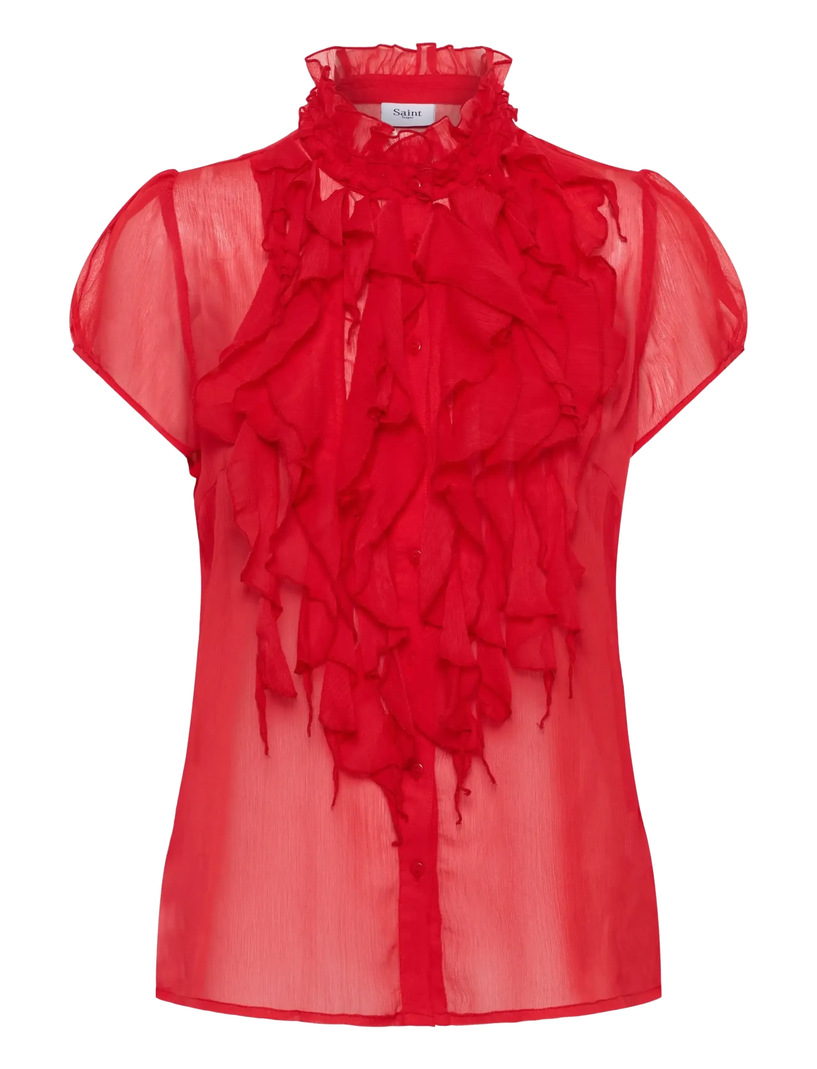 Saint Tropez - LiljaSZ Crinkle SS Shirt - lühikeste varrukatega pluusid - true red - 1