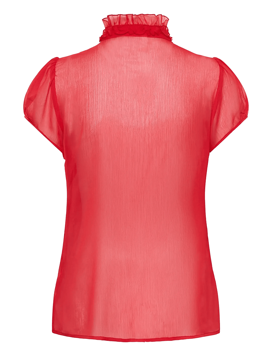 Saint Tropez - LiljaSZ Crinkle SS Shirt - lühikeste varrukatega pluusid - true red - 2