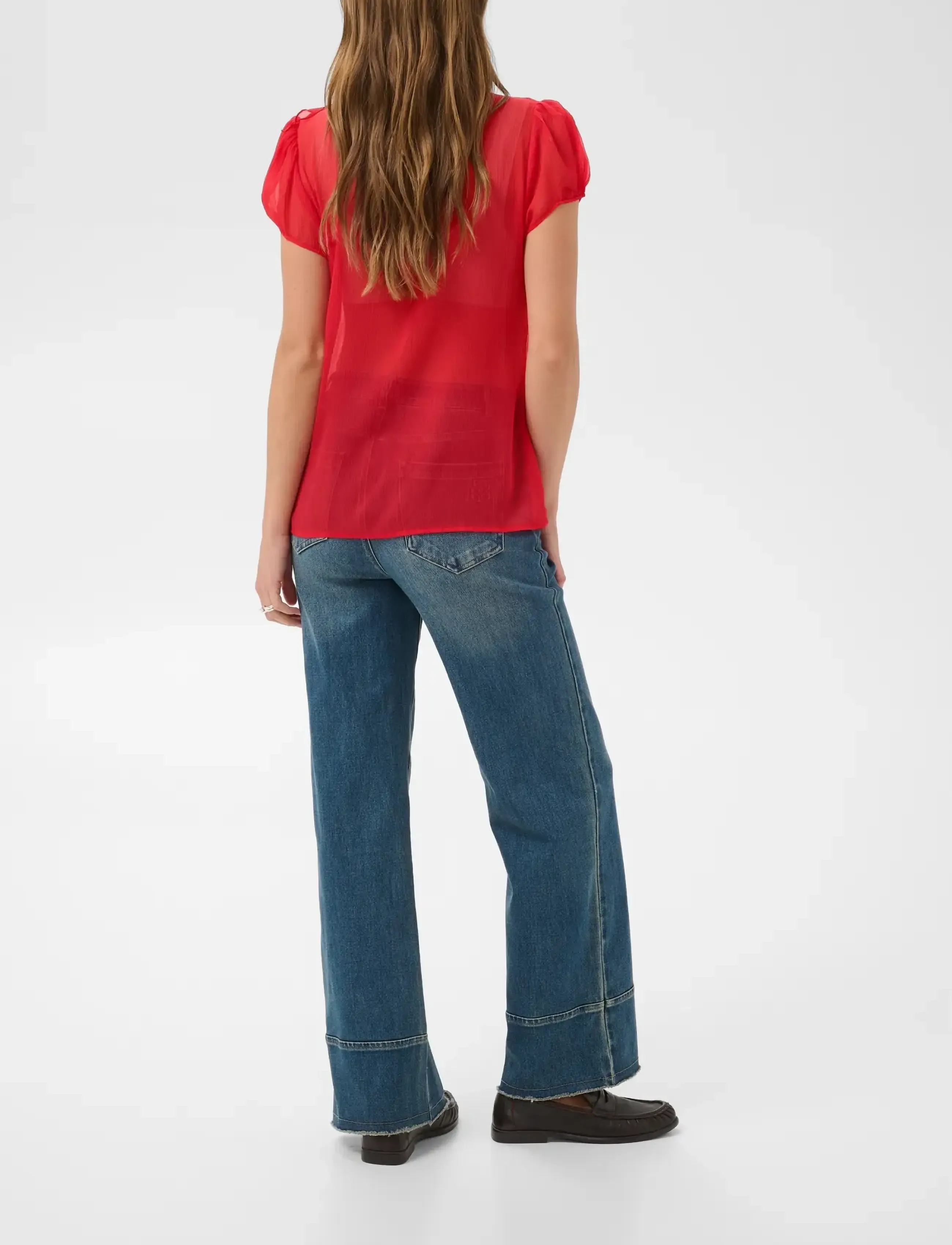 Saint Tropez - LiljaSZ Crinkle SS Shirt - lühikeste varrukatega pluusid - true red - 3