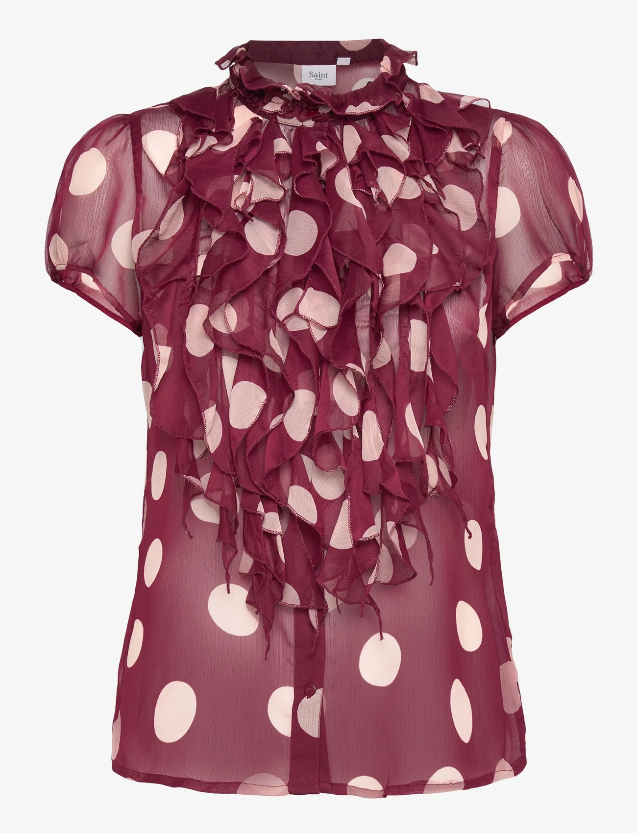 Saint Tropez - LiljaSZ Crinkle SS Shirt - short-sleeved blouses - windsor wine big dot - 0