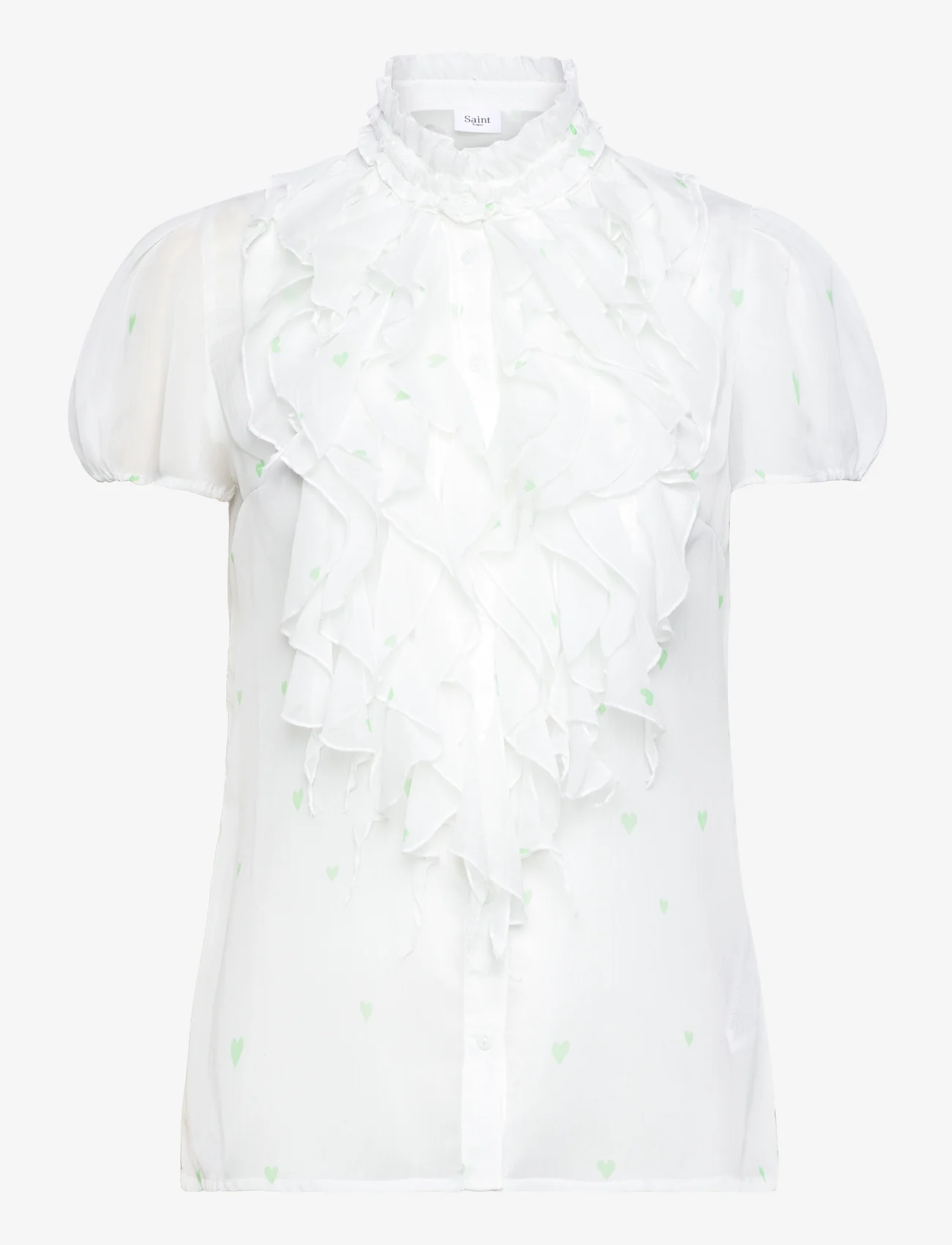 Saint Tropez - LiljaSZ Crinkle SS Shirt - short-sleeved blouses - zephyr green hearts - 0