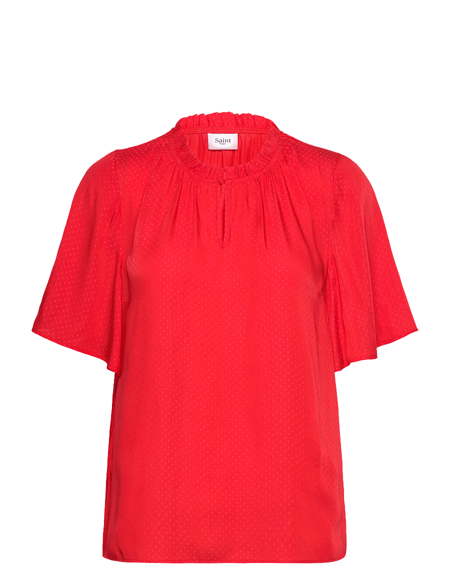 Saint Tropez - BrianaSZ Flared Blouse - kurzärmelige blusen - flame scarlet - 1