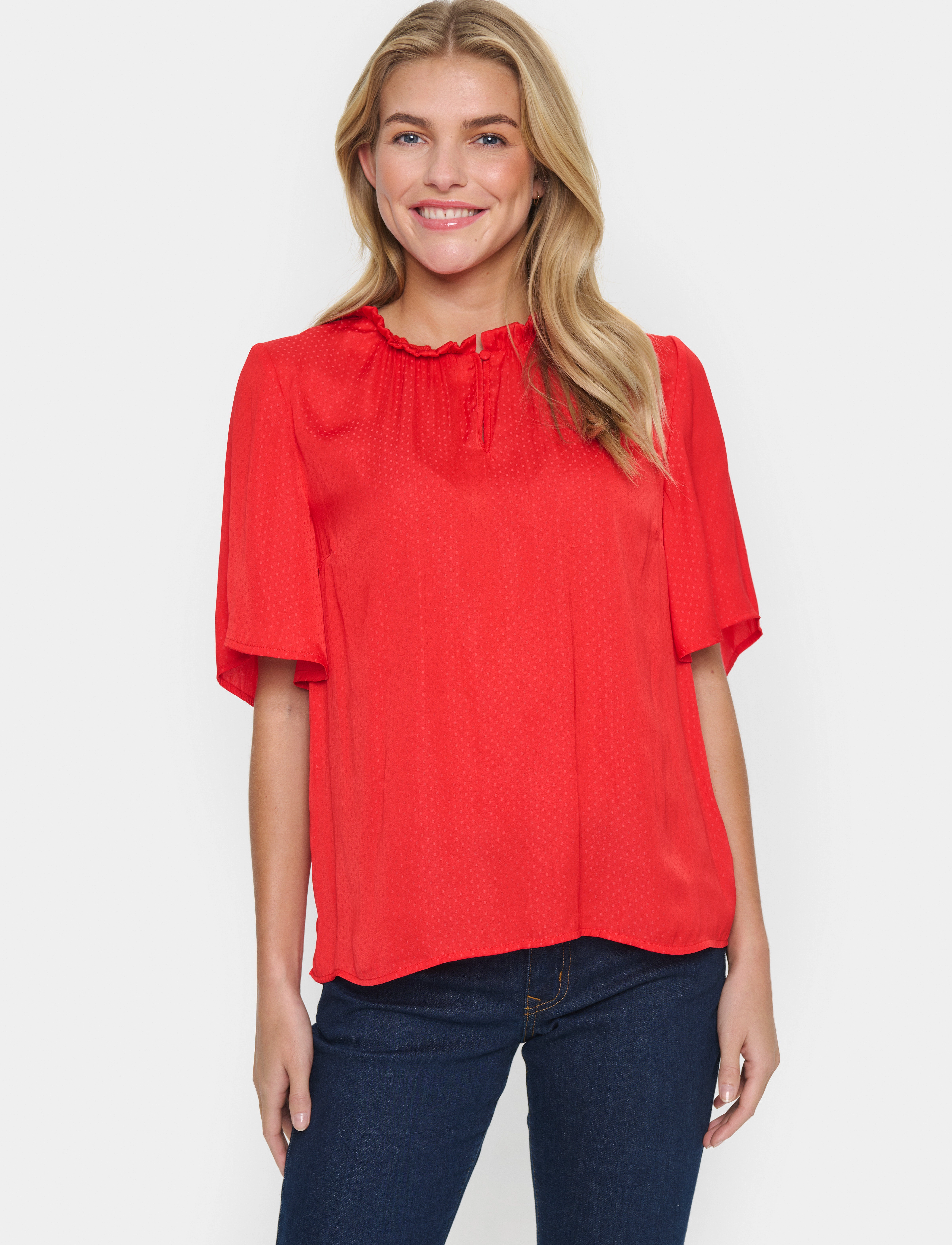 Saint Tropez BrianaSZ Flared Blouse - Blouses - FLAME SCARLET / red