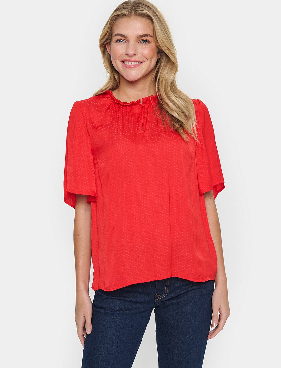 Saint Tropez - BrianaSZ Flared Blouse - kurzärmelige blusen - flame scarlet - 0