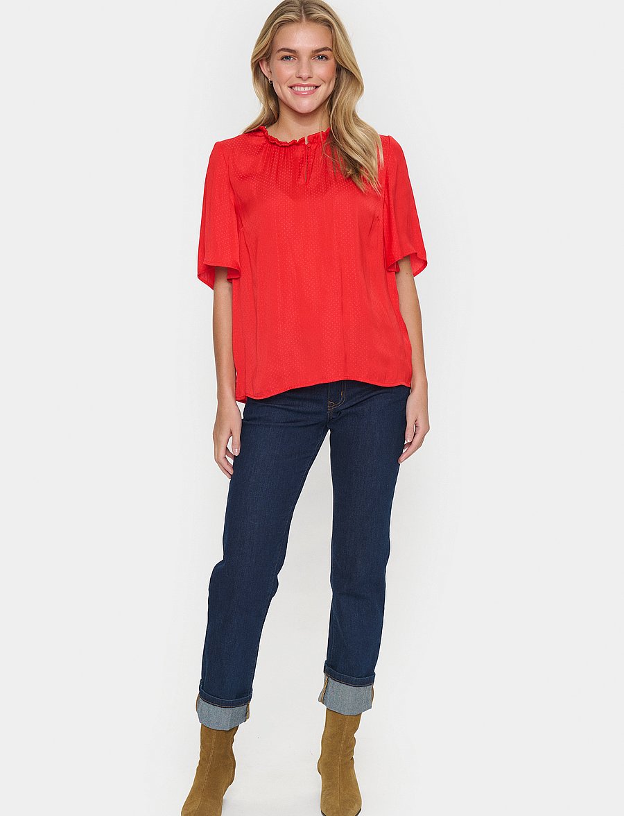 Saint Tropez - BrianaSZ Flared Blouse - kurzärmelige blusen - flame scarlet - 3