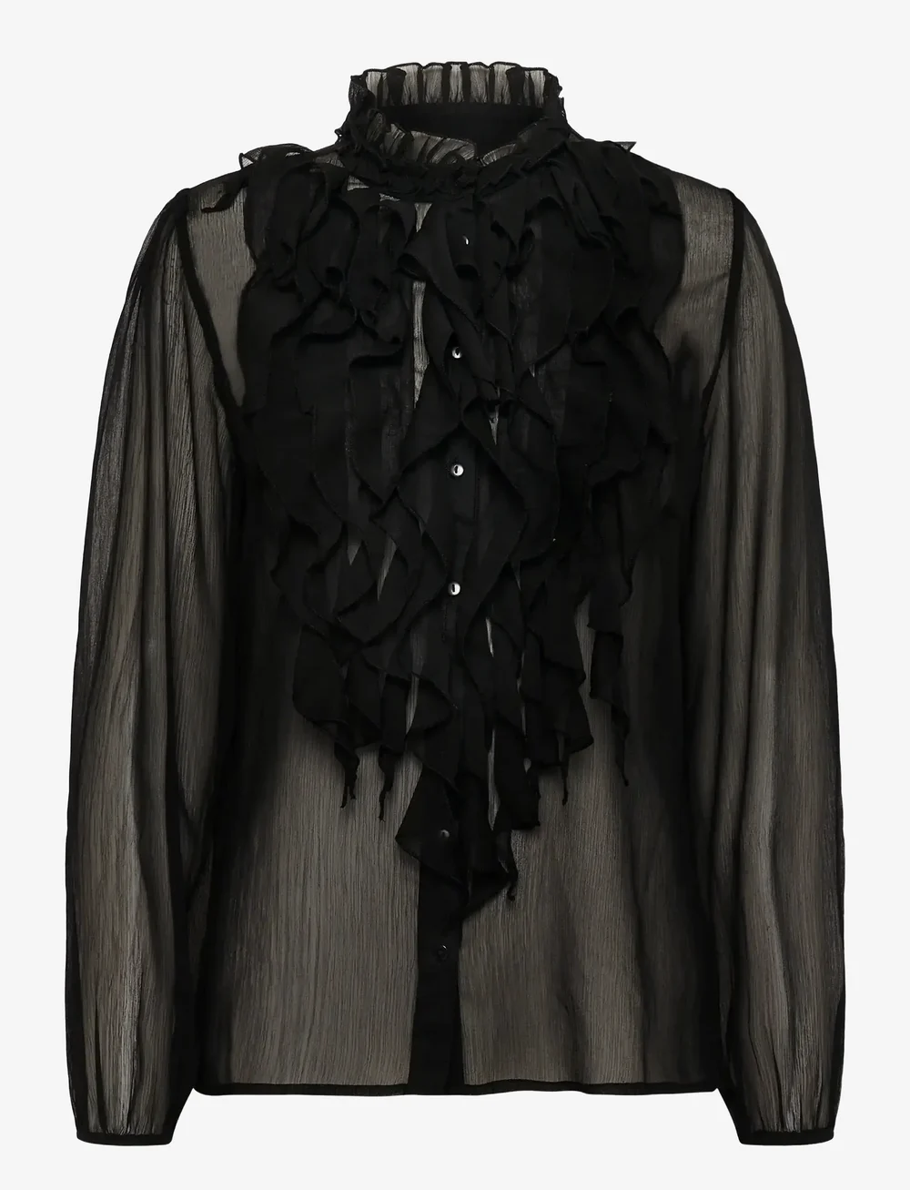 Saint Tropez - LiljaSZ Crinkle LS Shirt - långärmade blusar - black - 1