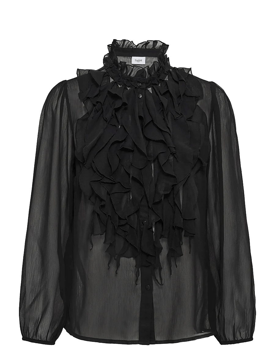 Saint Tropez - LiljaSZ Crinkle LS Shirt - black - 1