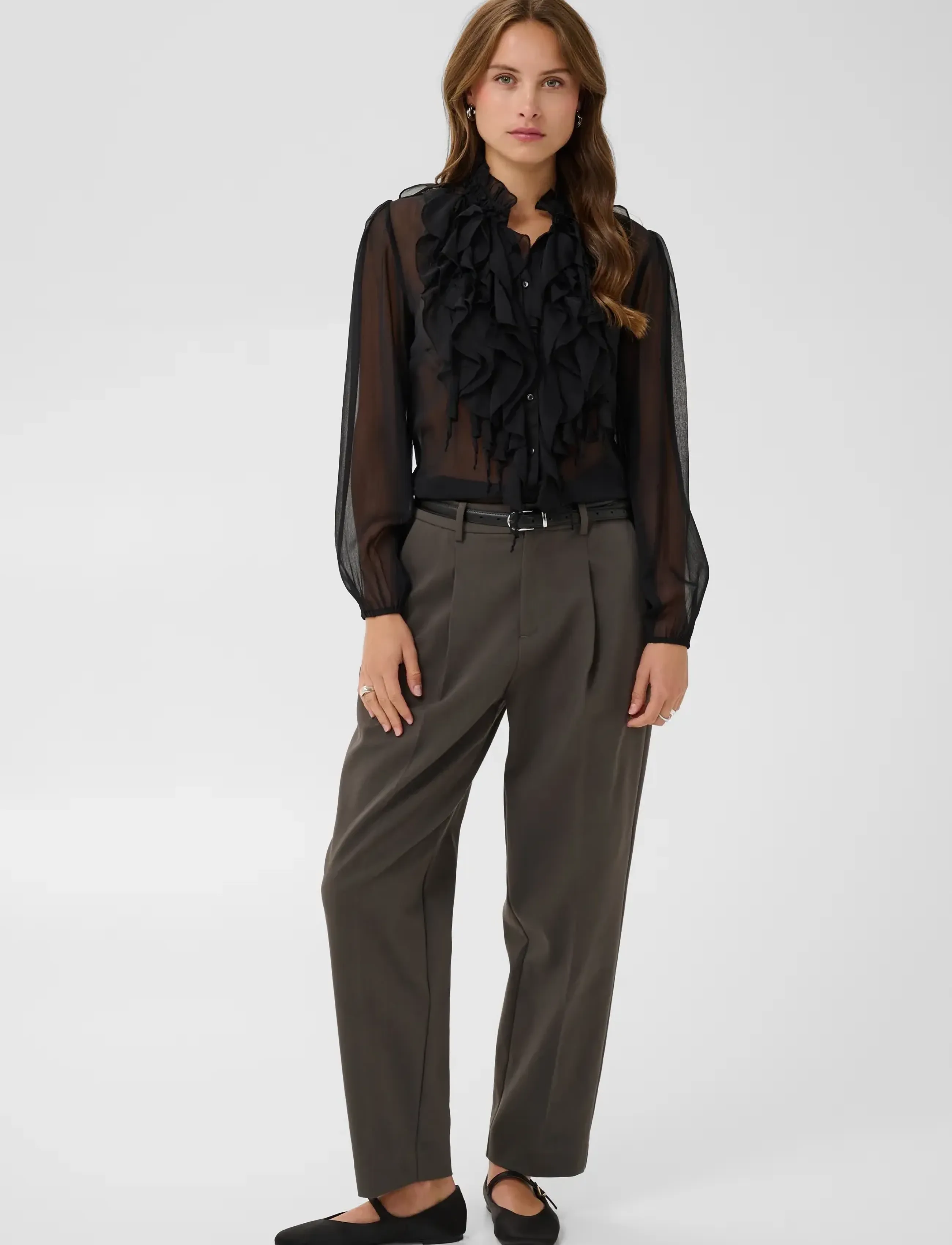 Saint Tropez - LiljaSZ Crinkle LS Shirt - langärmelige blusen - black - 3