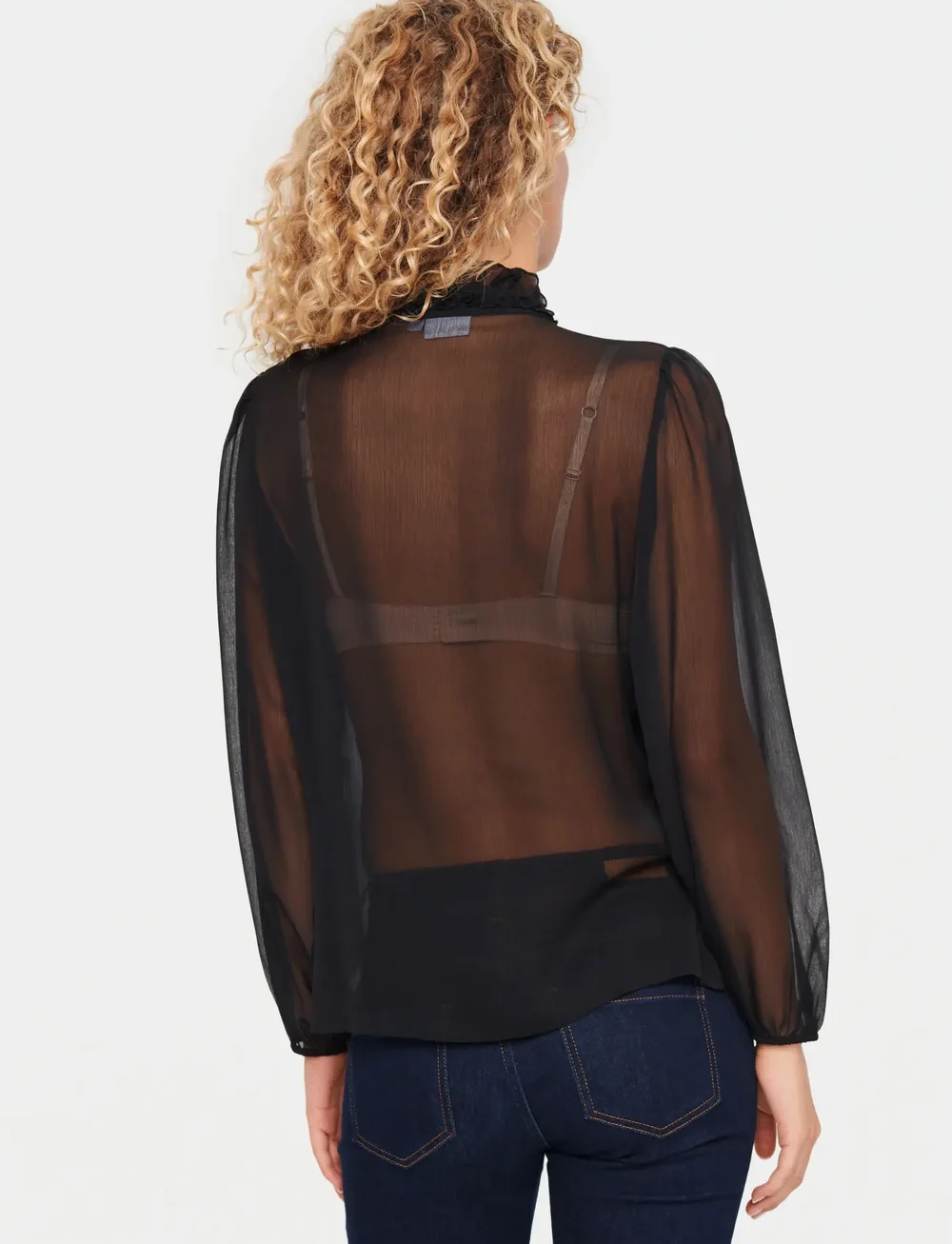 Saint Tropez - LiljaSZ Crinkle LS Shirt - långärmade blusar - black - 4