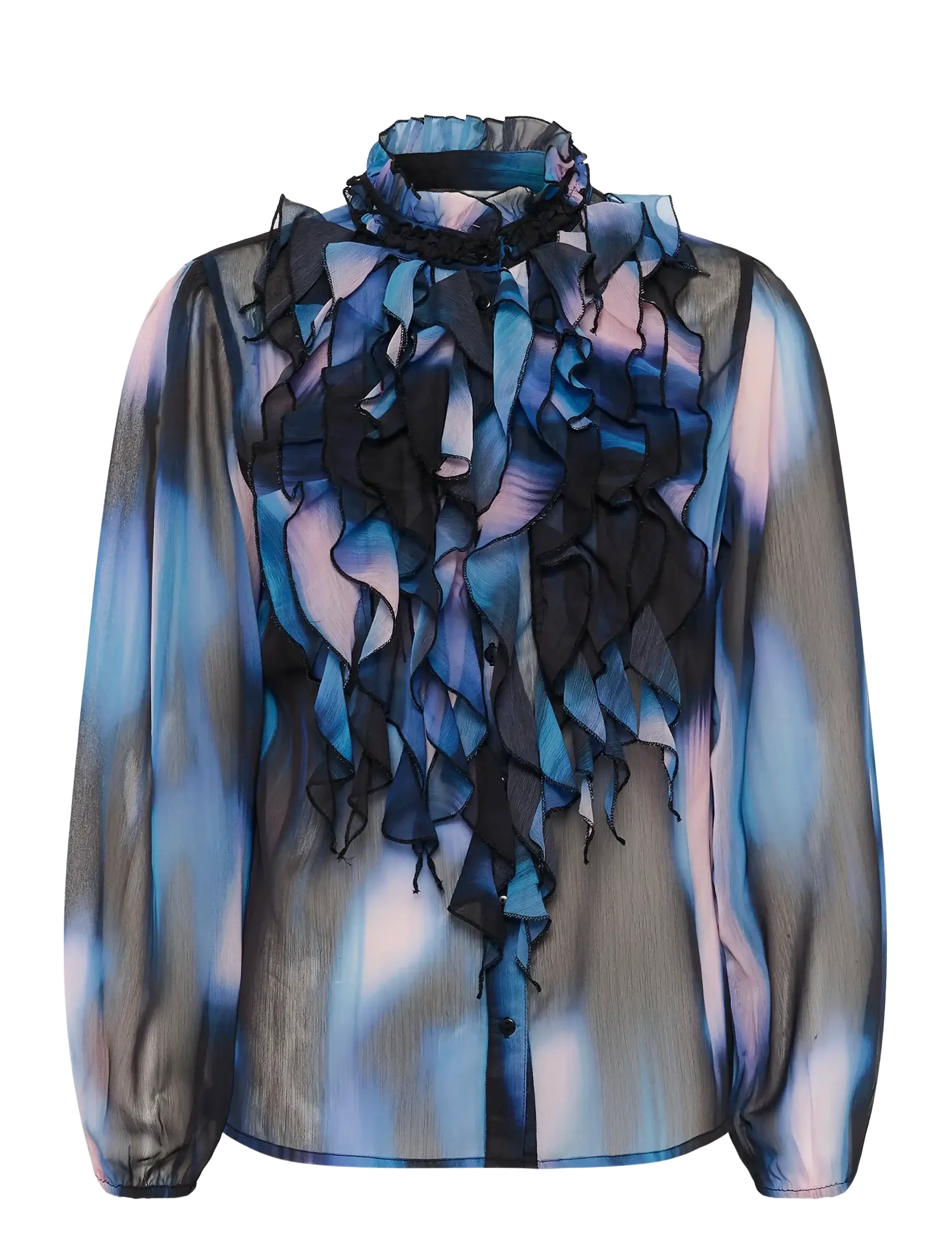 Saint Tropez LiljaSZ Crinkle LS Shirt - Saint Tropez - BLACK MIRAGE MIST / blue