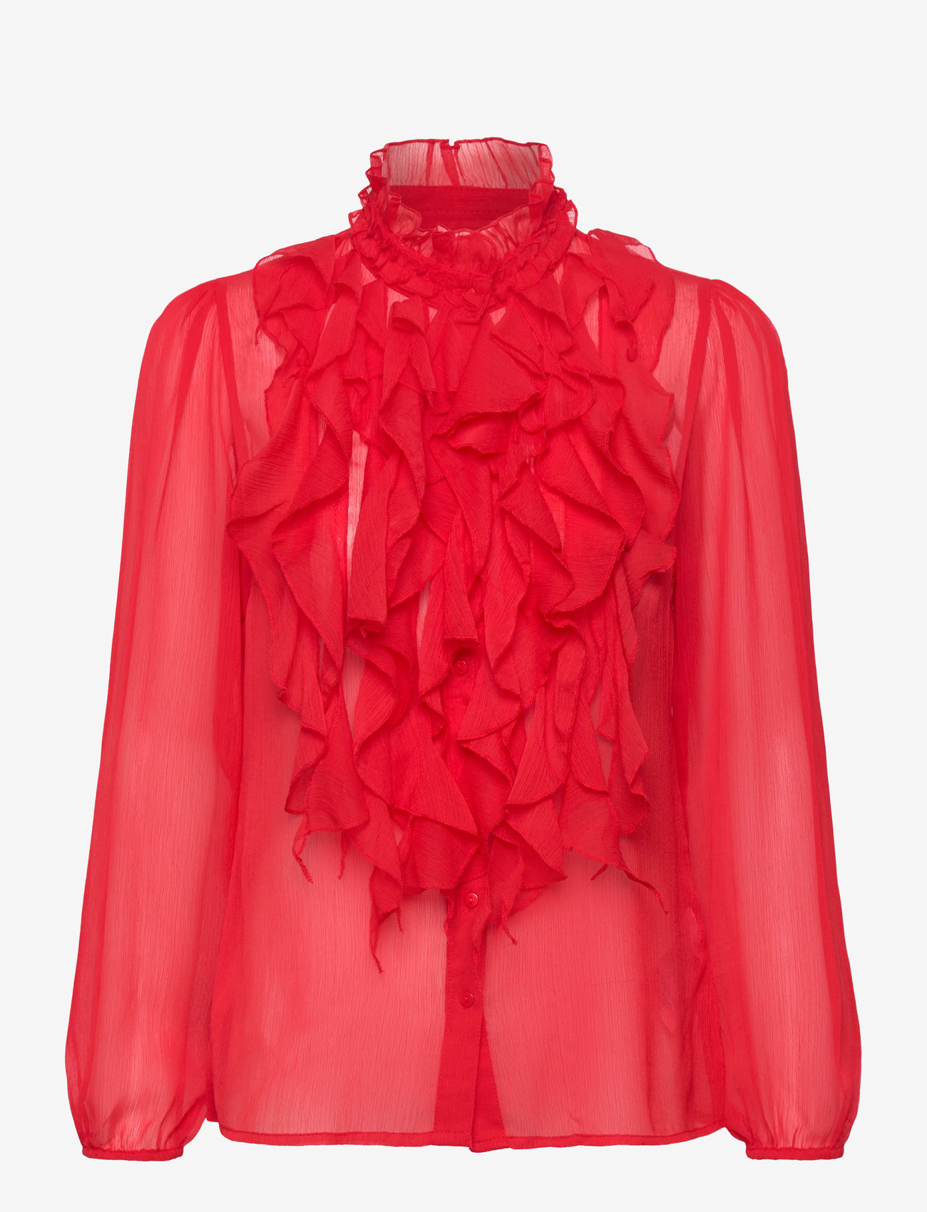 Saint Tropez - LiljaSZ Crinkle LS Shirt - pikkade varrukatega pluusid - chinese red - 0