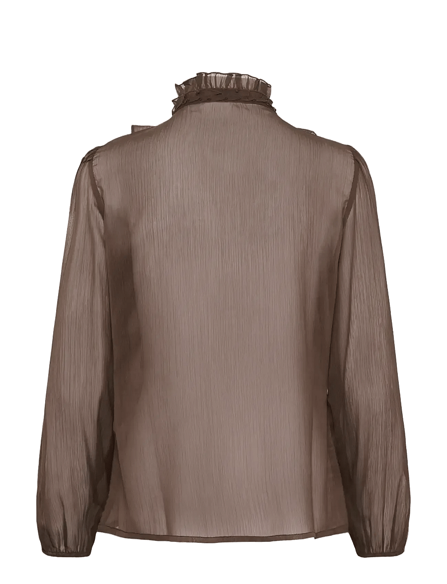 Saint Tropez - LiljaSZ Crinkle LS Shirt - langærmede bluser - chocolate brown - 2