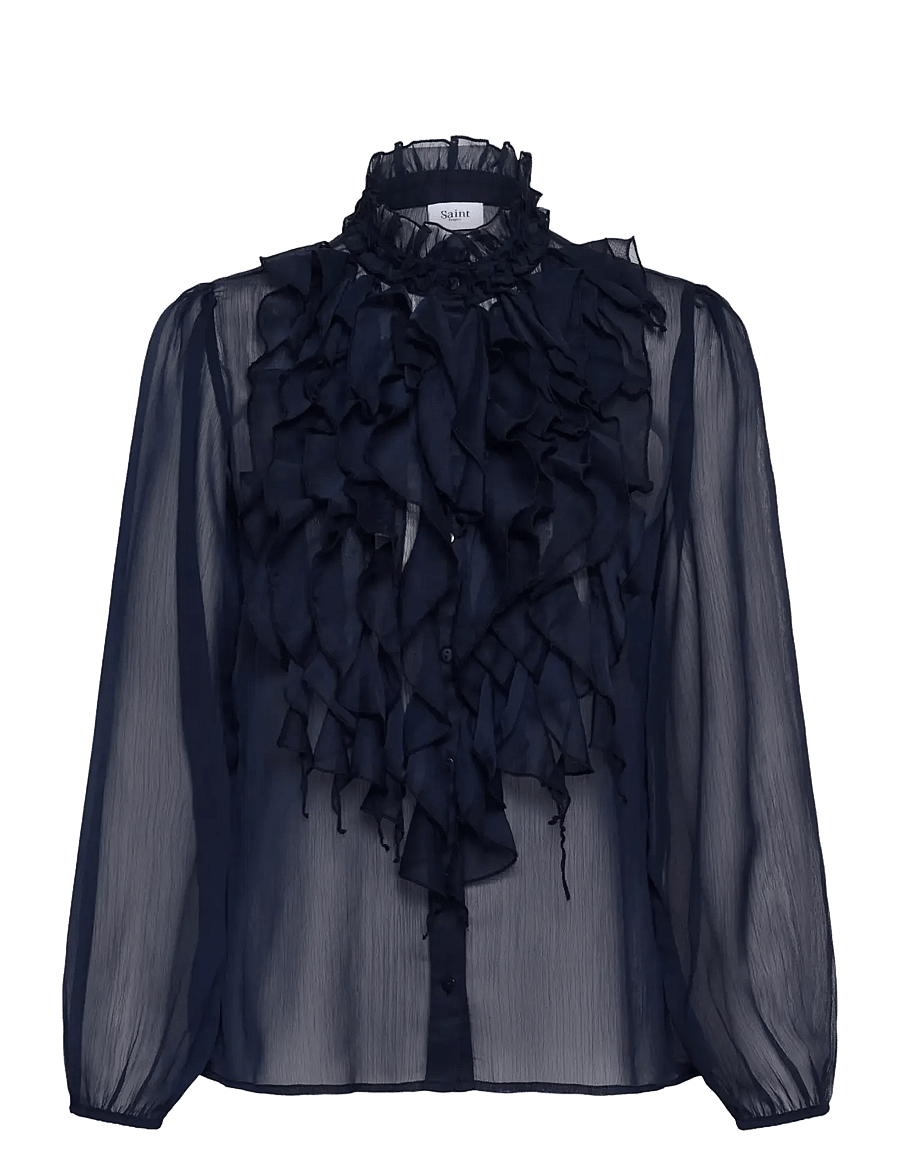 Saint Tropez - LiljaSZ Crinkle LS Shirt - langærmede bluser - night sky - 1