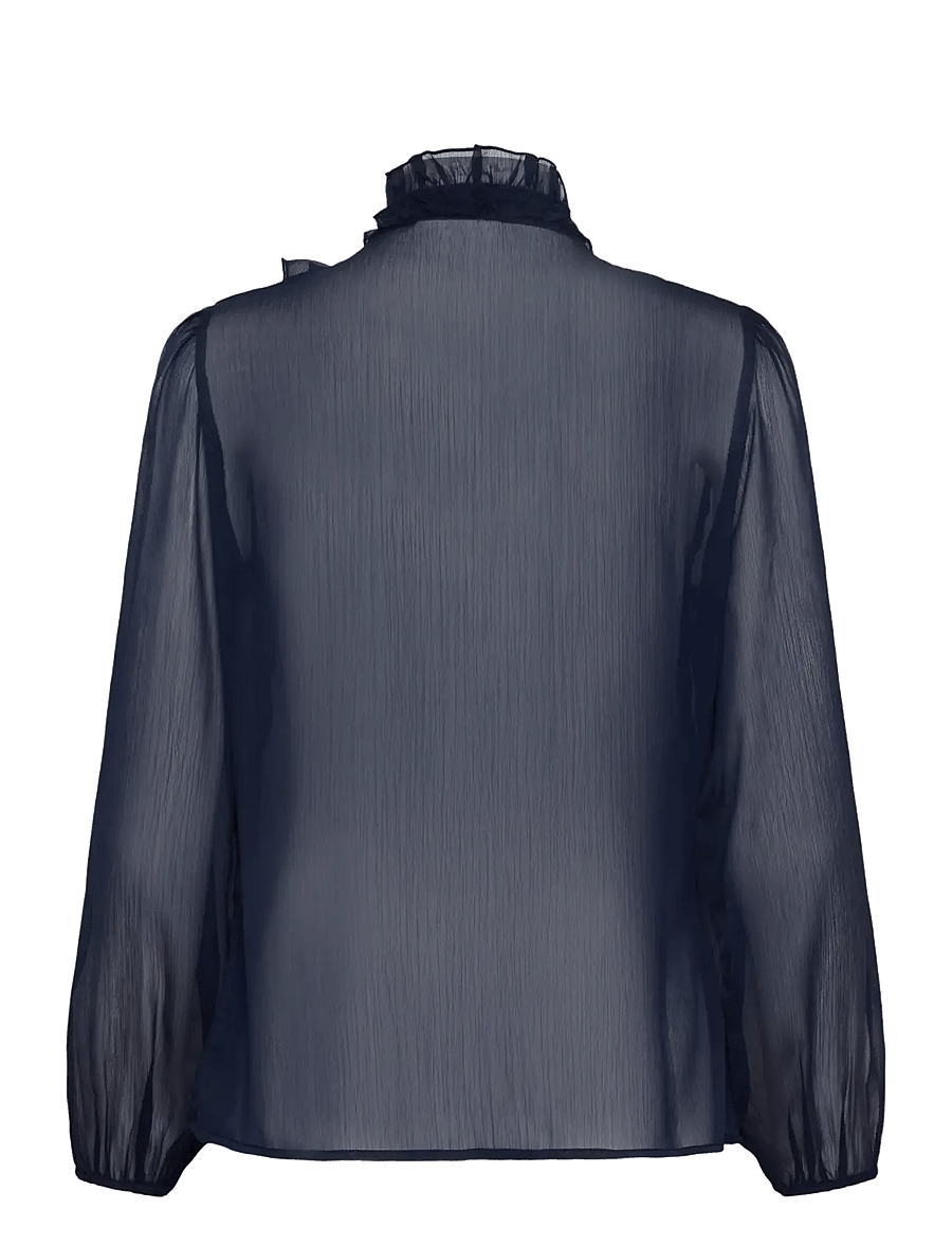Saint Tropez - LiljaSZ Crinkle LS Shirt - langærmede bluser - night sky - 2