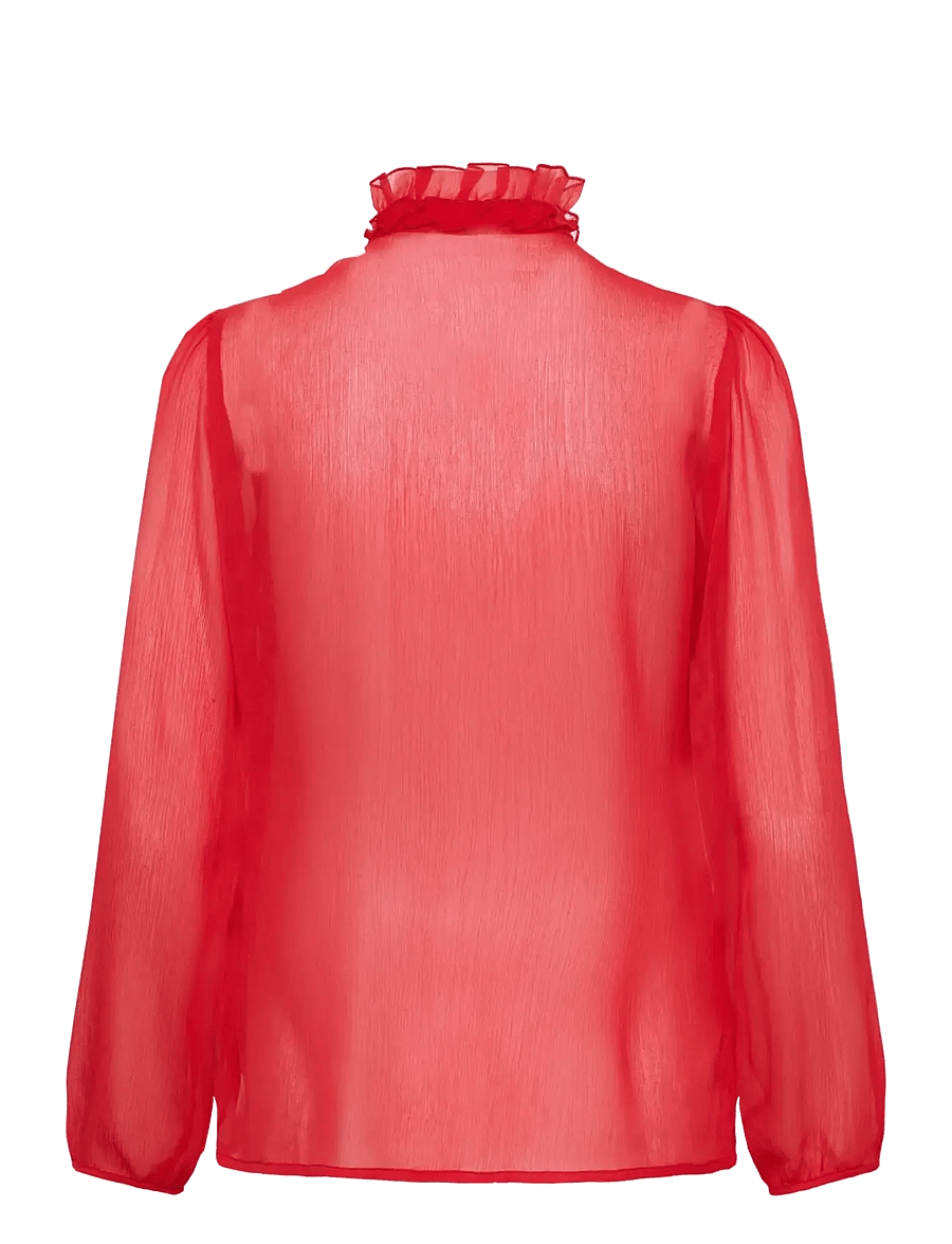 Saint Tropez - LiljaSZ Crinkle LS Shirt - langærmede bluser - true red - 2