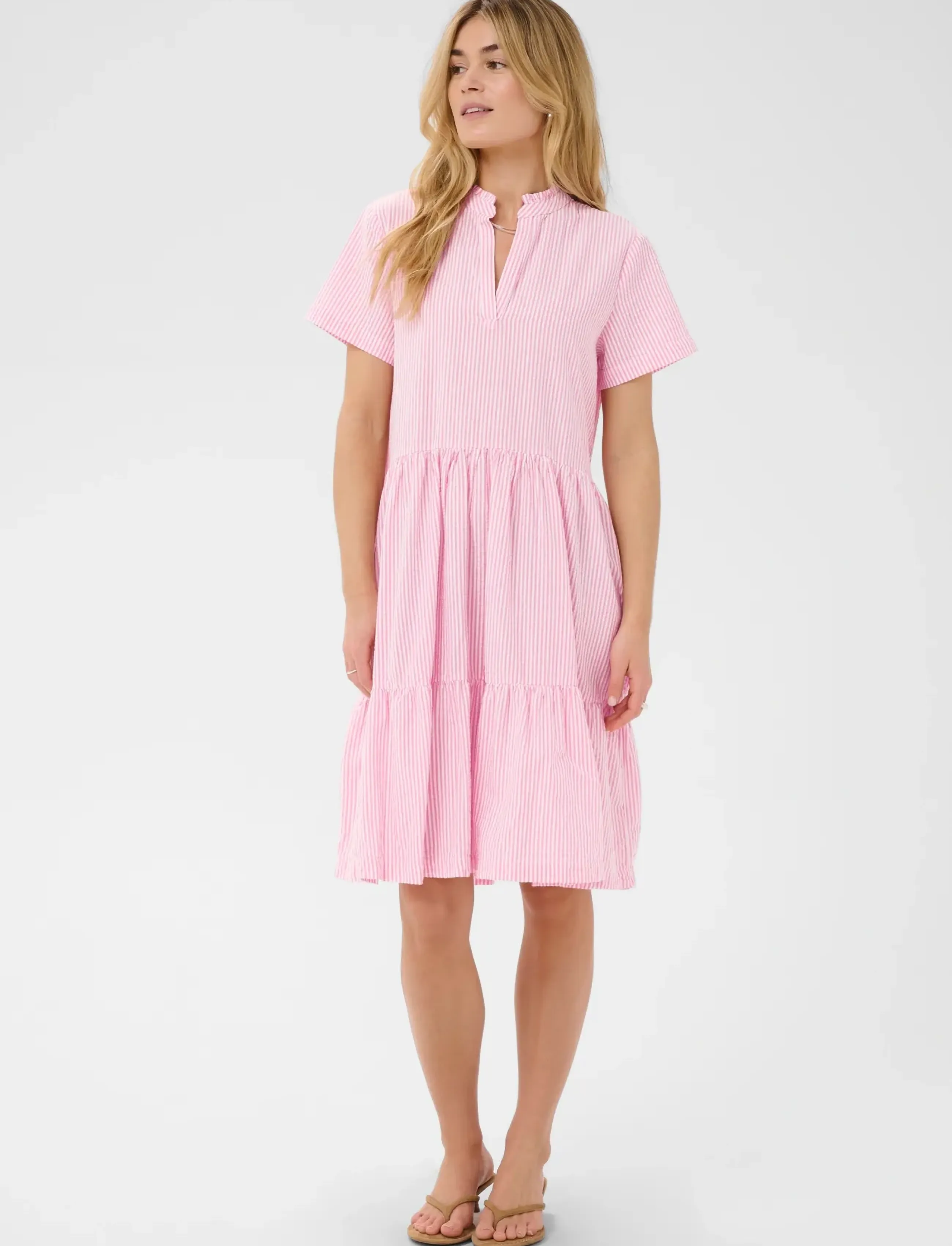 Saint Tropez ElmikoSZ SS Dress - Midi Dresses - PINK COSMOS STRIPE / multi