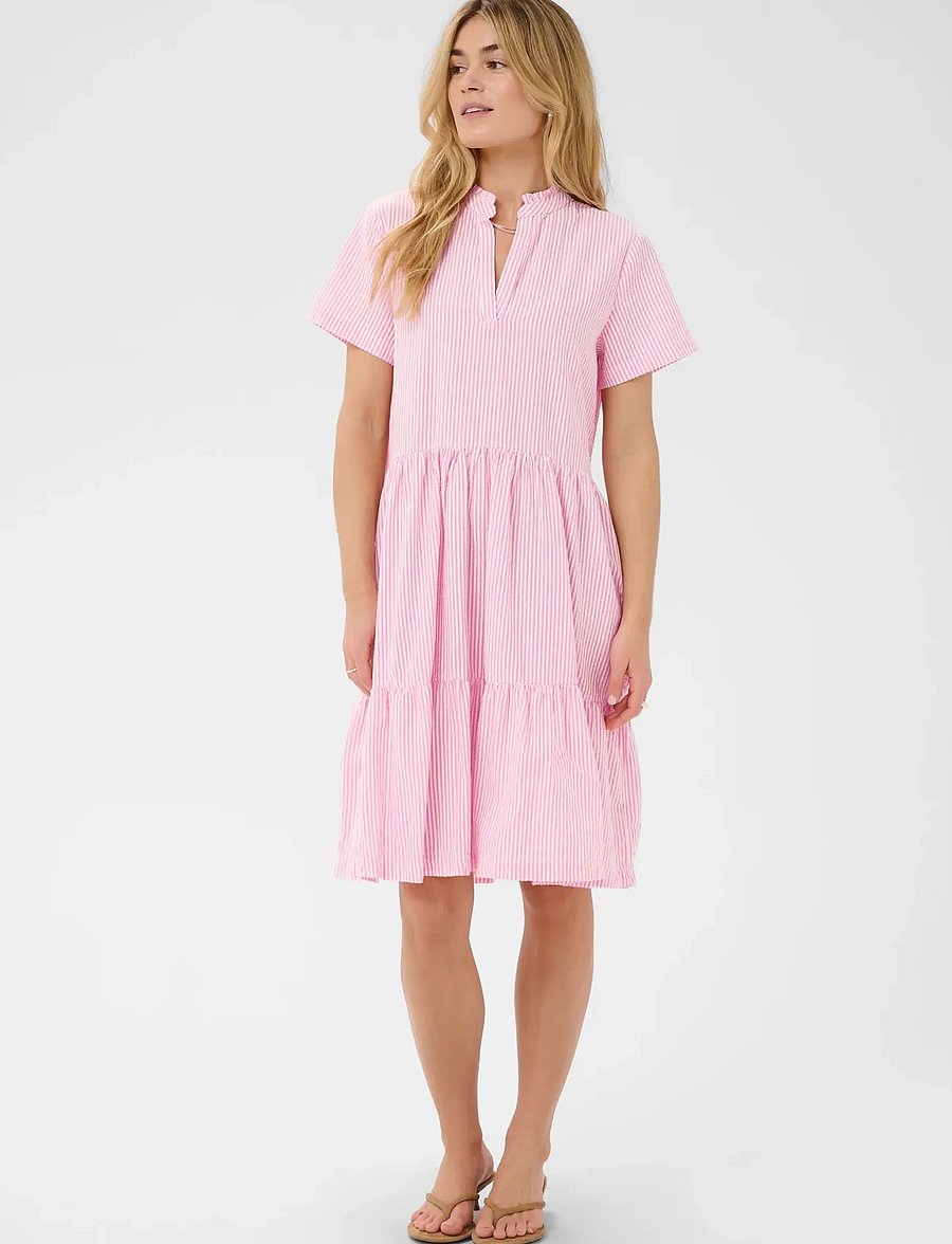 Saint Tropez - ElmikoSZ SS Dress - suvekleidid - pink cosmos stripe - 0