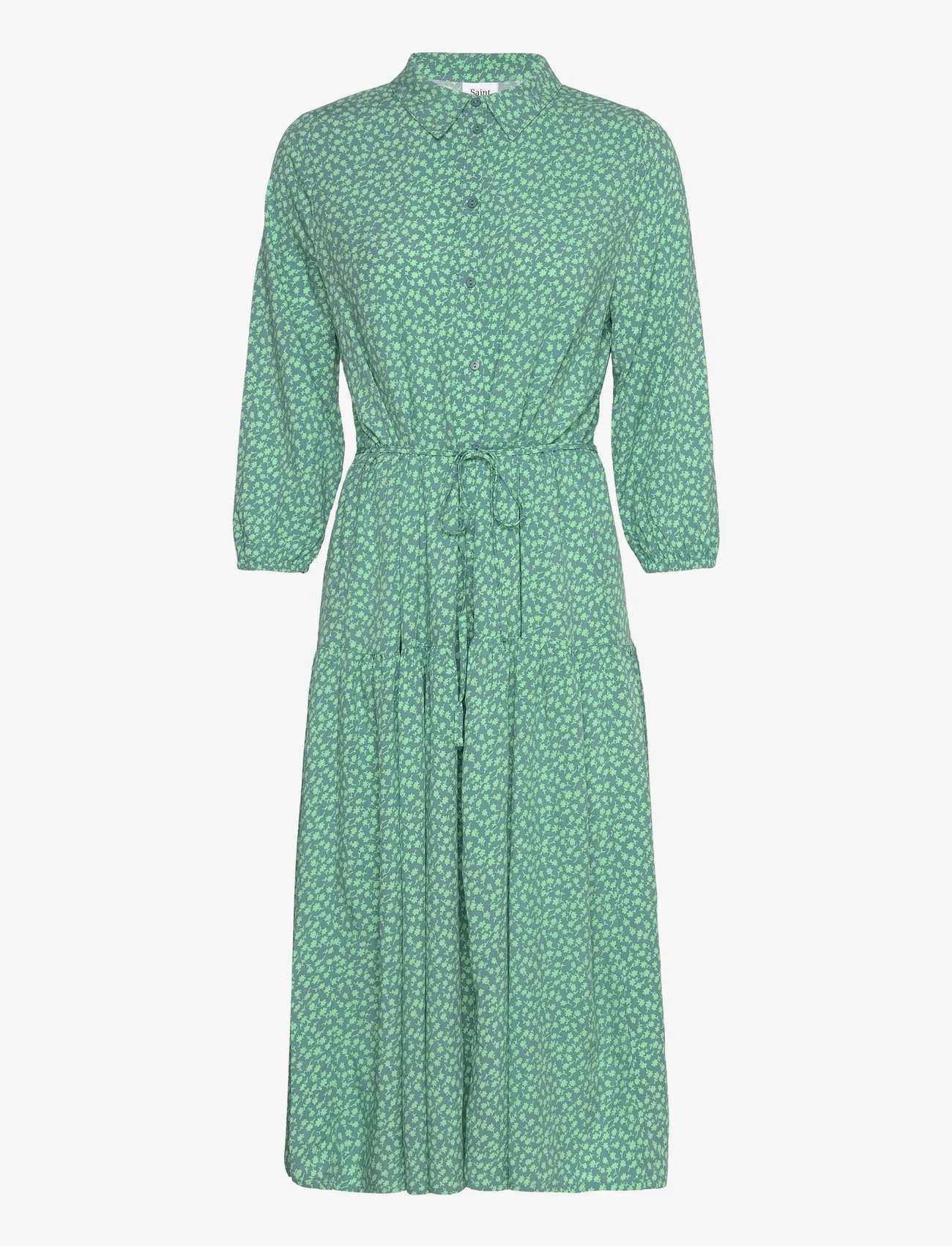 Saint Tropez - UedaSZ Maxi Dress - skjortklänningar - sagebrush g.clover floral - 0