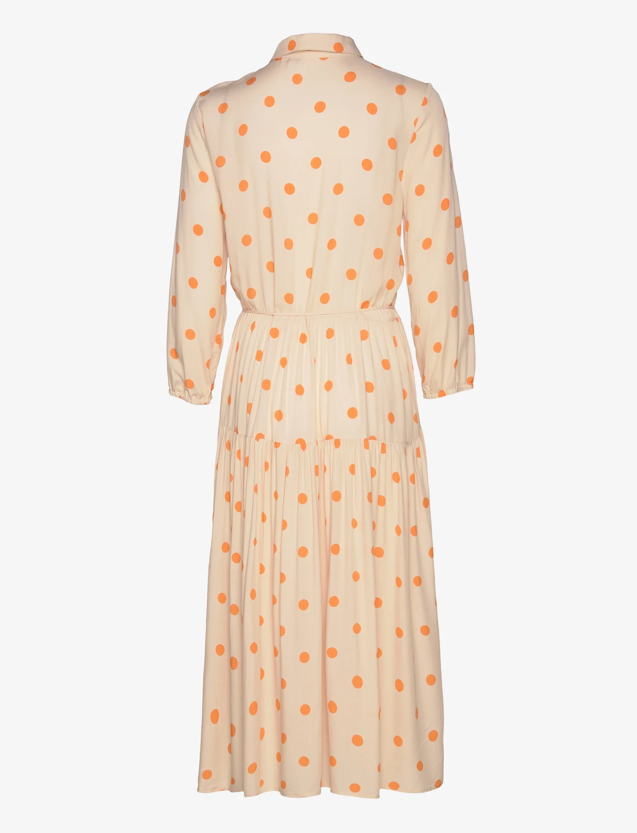 Saint Tropez - UedaSZ Maxi Dress - skjortklänningar - orange peel big dots - 1