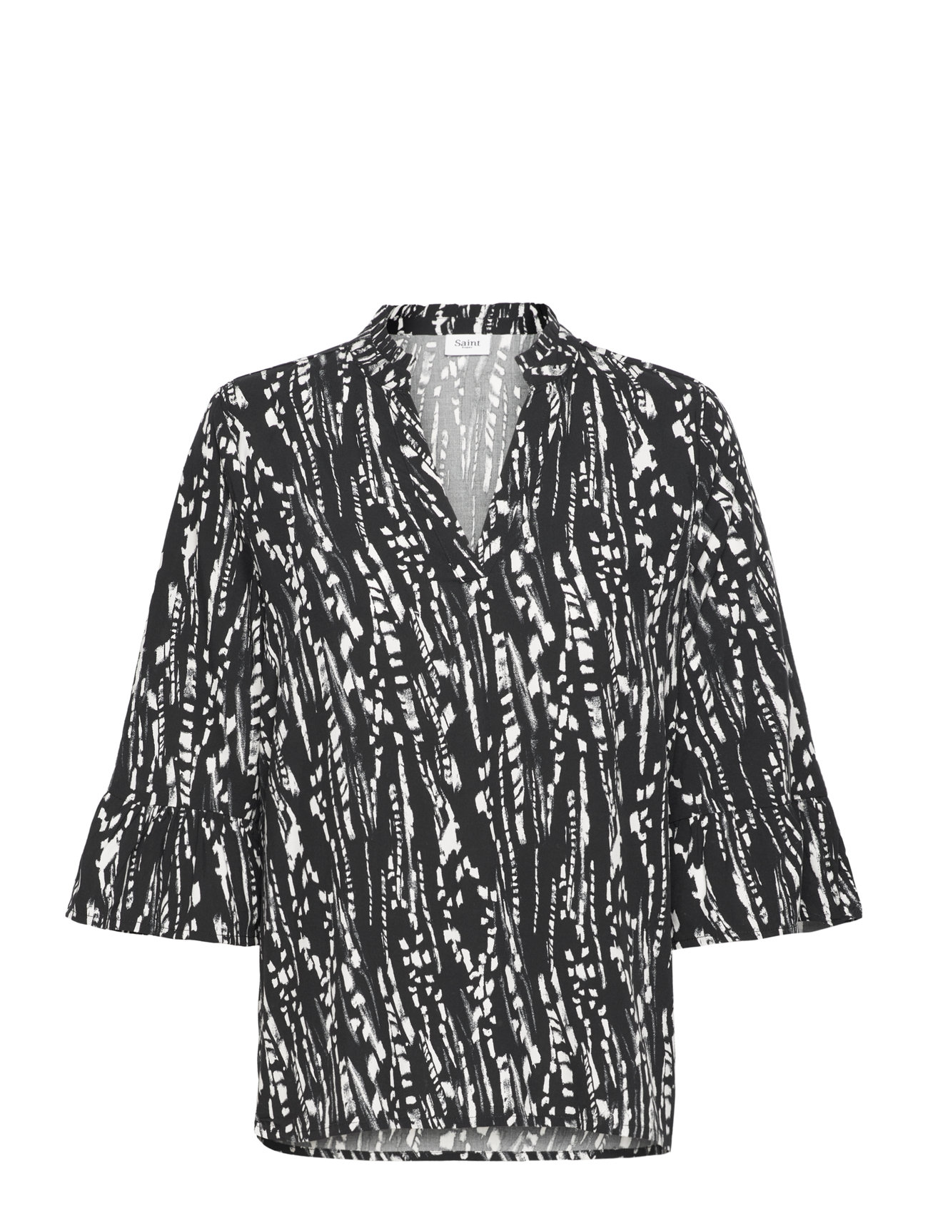 Saint Tropez - UedaSZ Blouse - pikkade varrukatega pluusid - black bamboo lines - 0