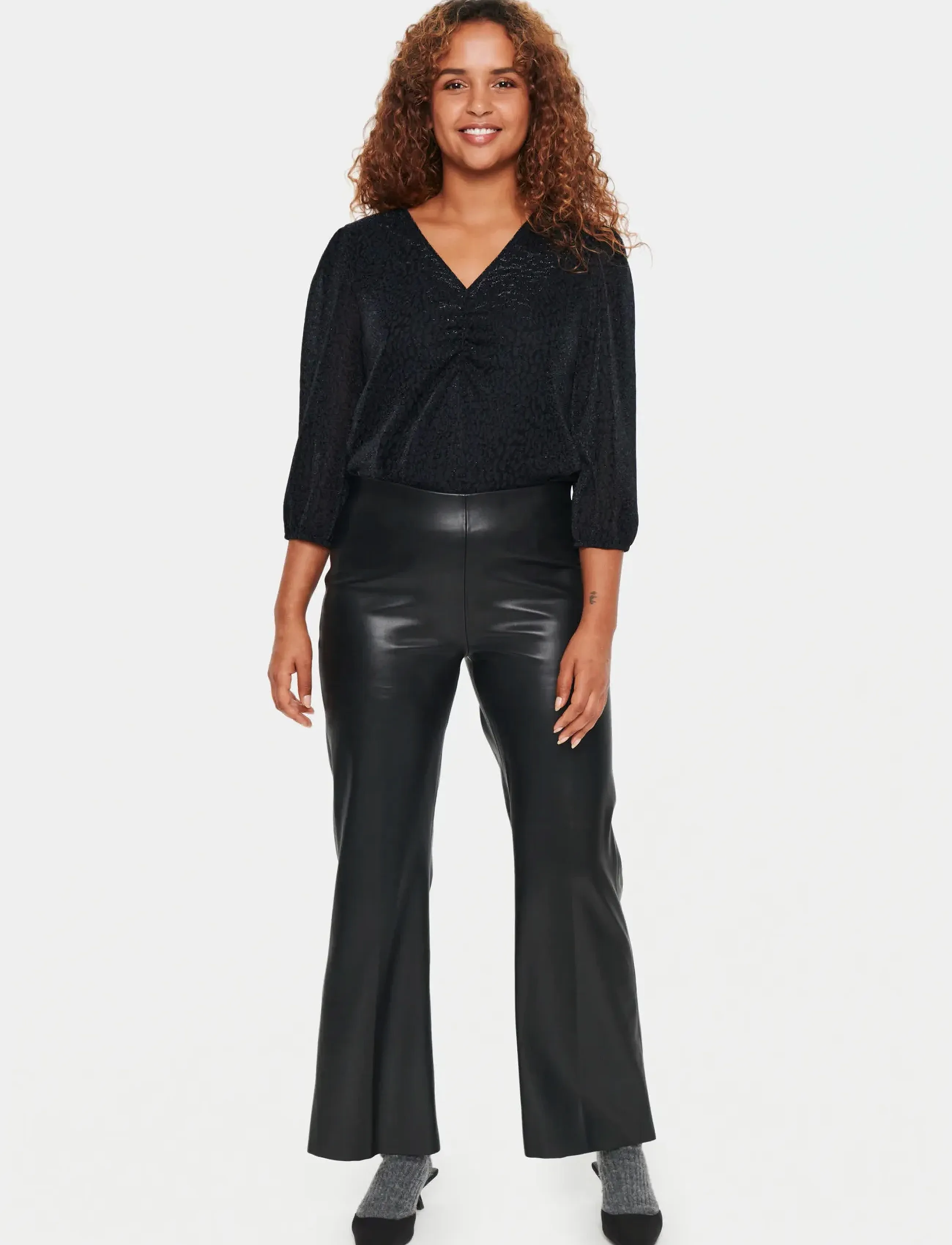 Saint Tropez - DowieSZ Flared Pants - spodnie skórzane - black - 3