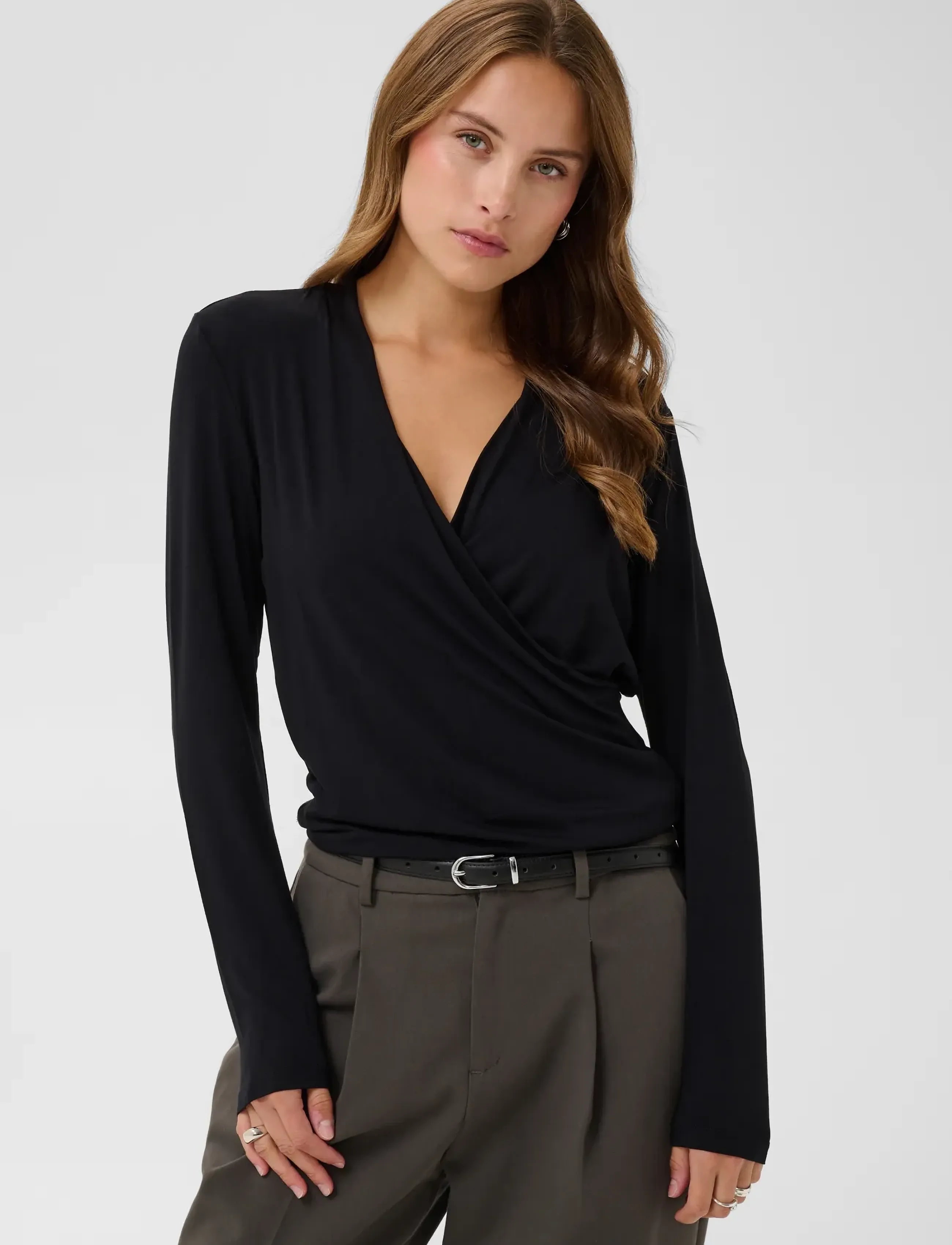 Saint Tropez ViggaSZ Wrap Blouse - Bluser - BLACK / black