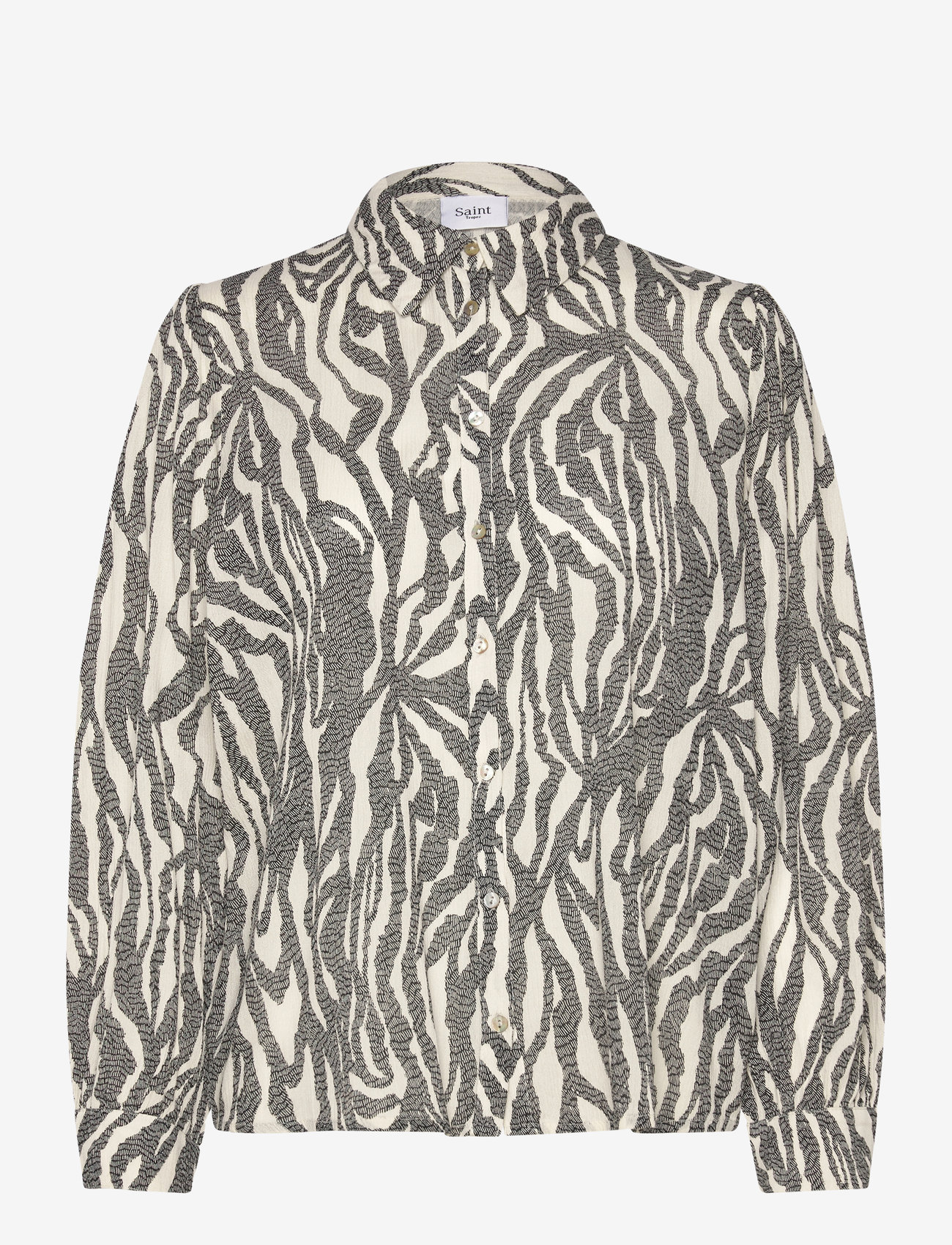 Saint Tropez - VegaSZ Shirt - långärmade skjortor - black zebra graphic - 1