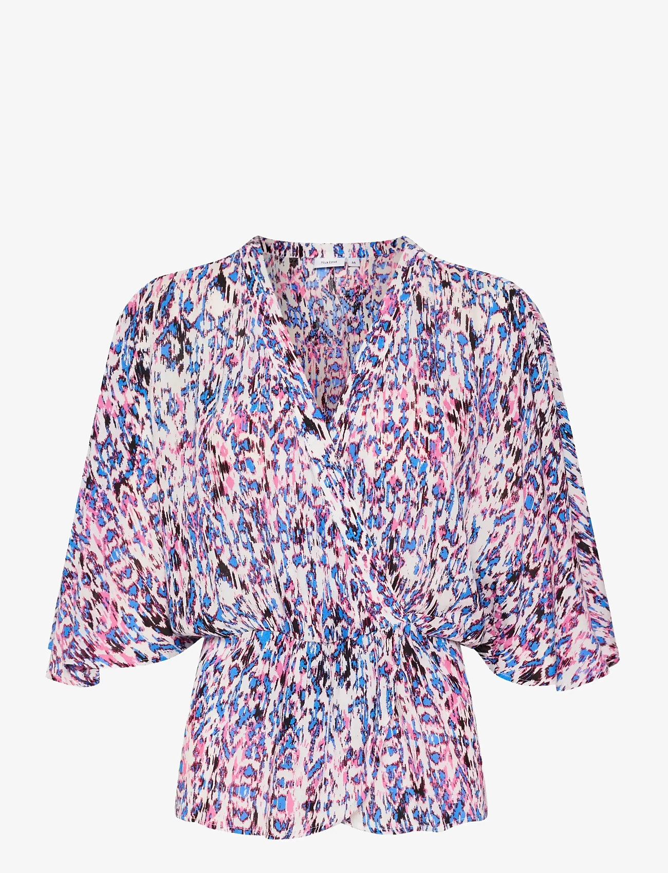 Saint Tropez - EverleySZ Wrap Blouse - kortærmede bluser - pink c. ikat paint - 1