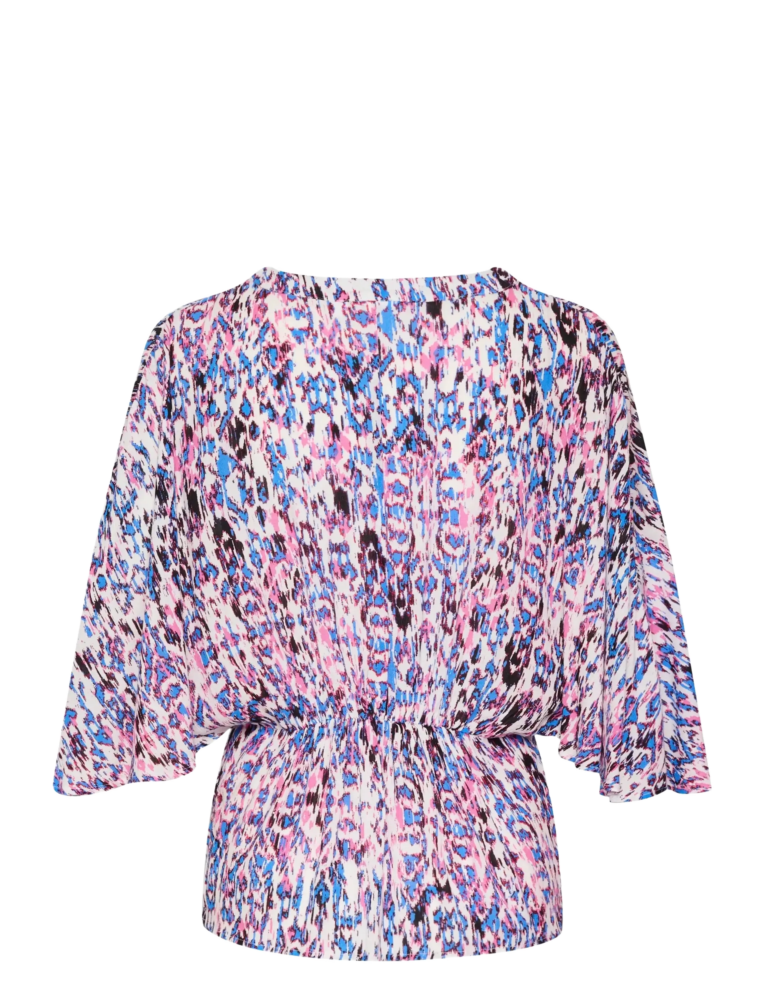 Saint Tropez - EverleySZ Wrap Blouse - kortærmede bluser - pink c. ikat paint - 2