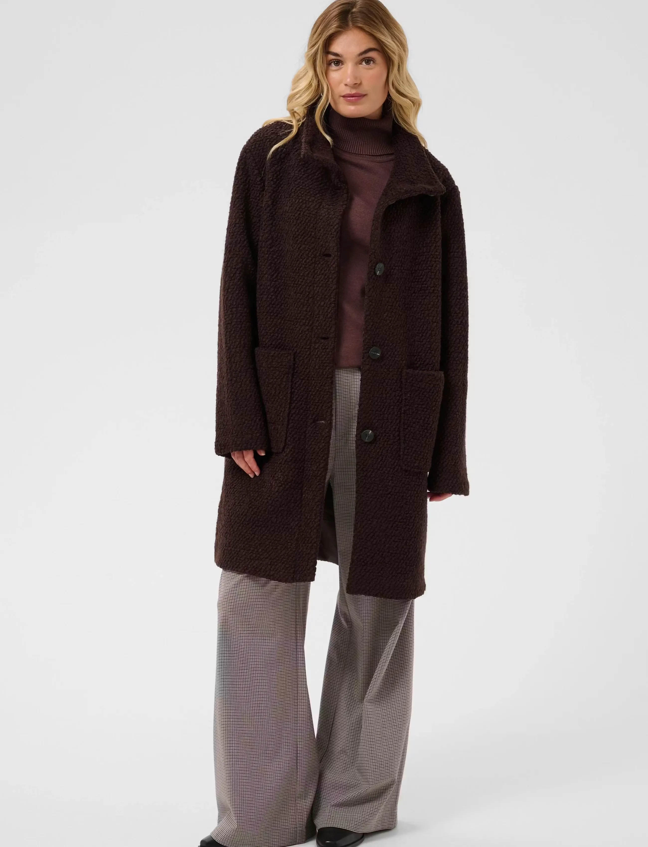 Saint Tropez FerddySZ Wool Coat - Tøj - DARK OAK / brown