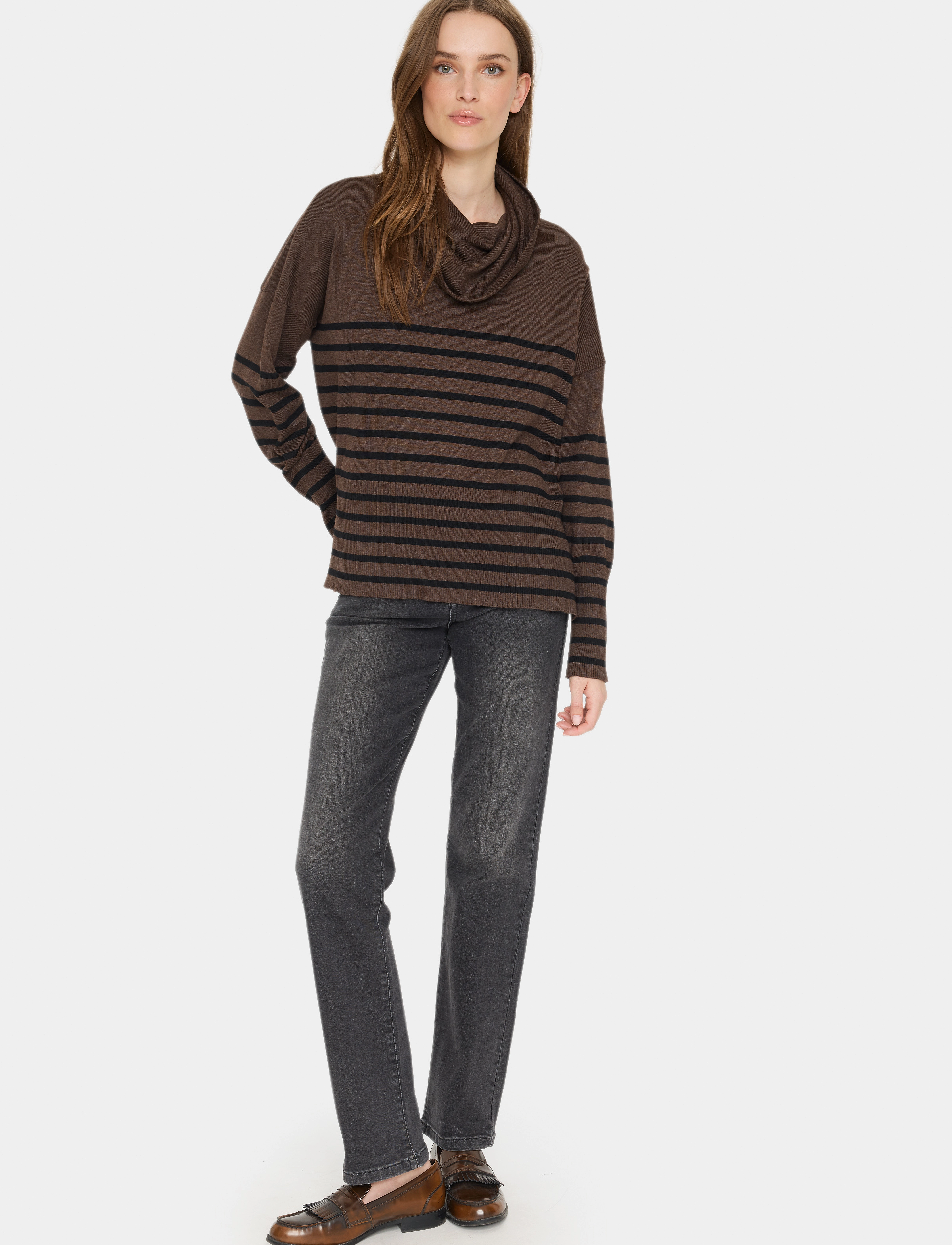 Saint Tropez - GrilaSZ Cowlneck Pullover - golfai - dark oak melange - 3