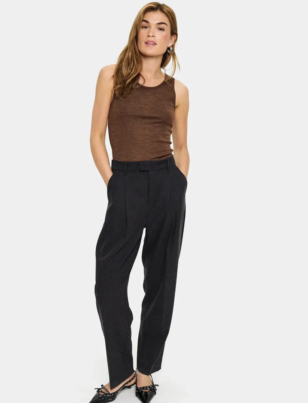 Saint Tropez - GarimaSZ Wool Tank Top - linnen - fondue fudge melange - 0