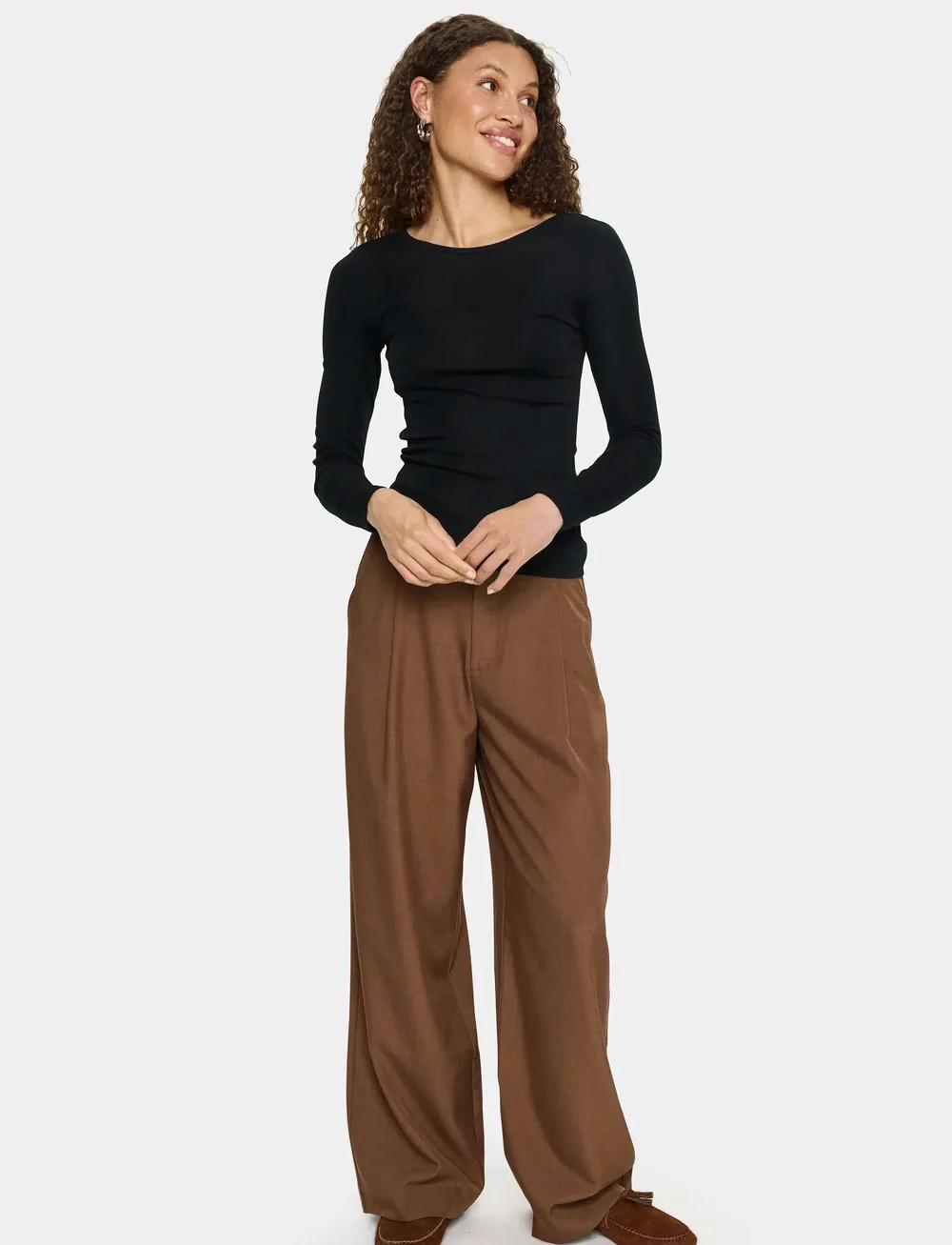 Saint Tropez - GarimaSZ Wool LS Blouse - langärmlige tops - black - 3