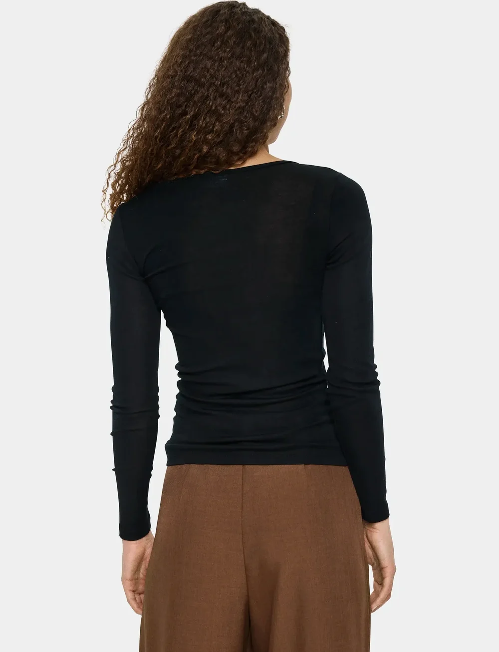 Saint Tropez - GarimaSZ Wool LS Blouse - langärmlige tops - black - 4