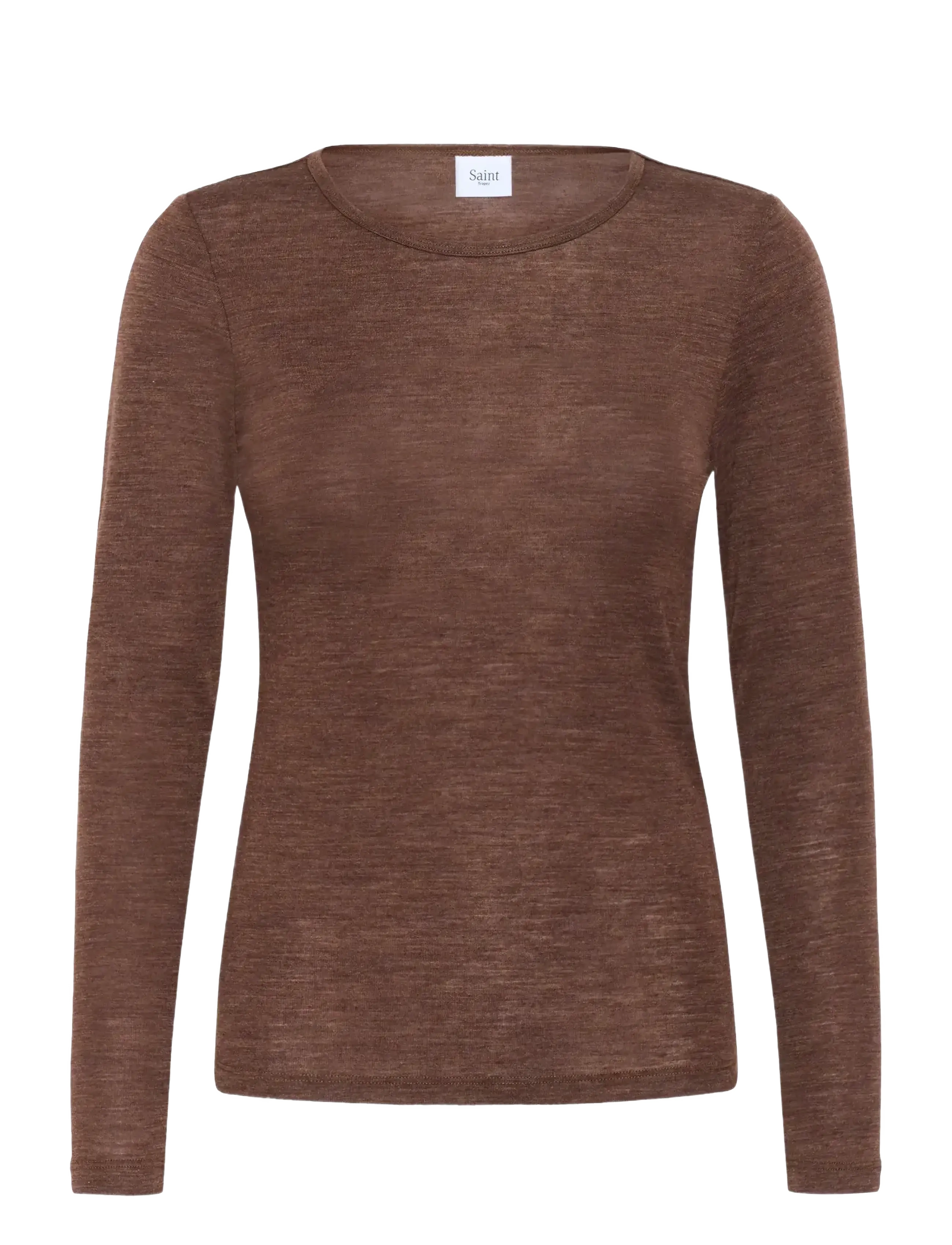 Saint Tropez - GarimaSZ Wool LS Blouse - fondue fudge melange - 1